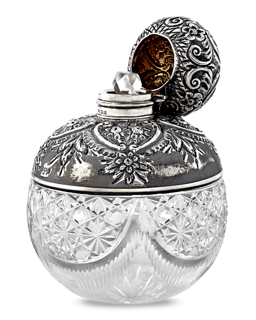 Birmingham Silver and Cut Glass Perfume Bottle