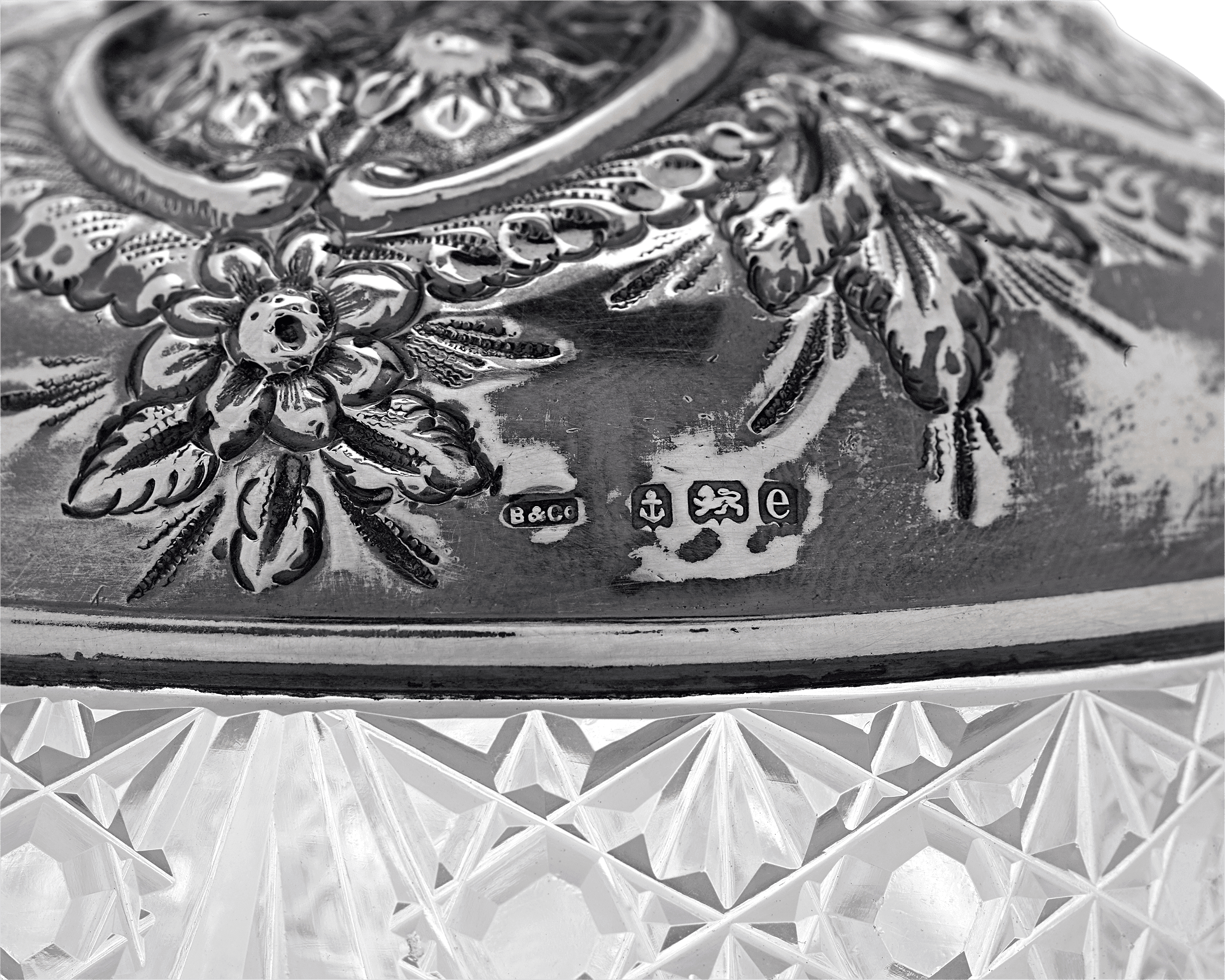 Birmingham Silver and Cut Glass Perfume Bottle