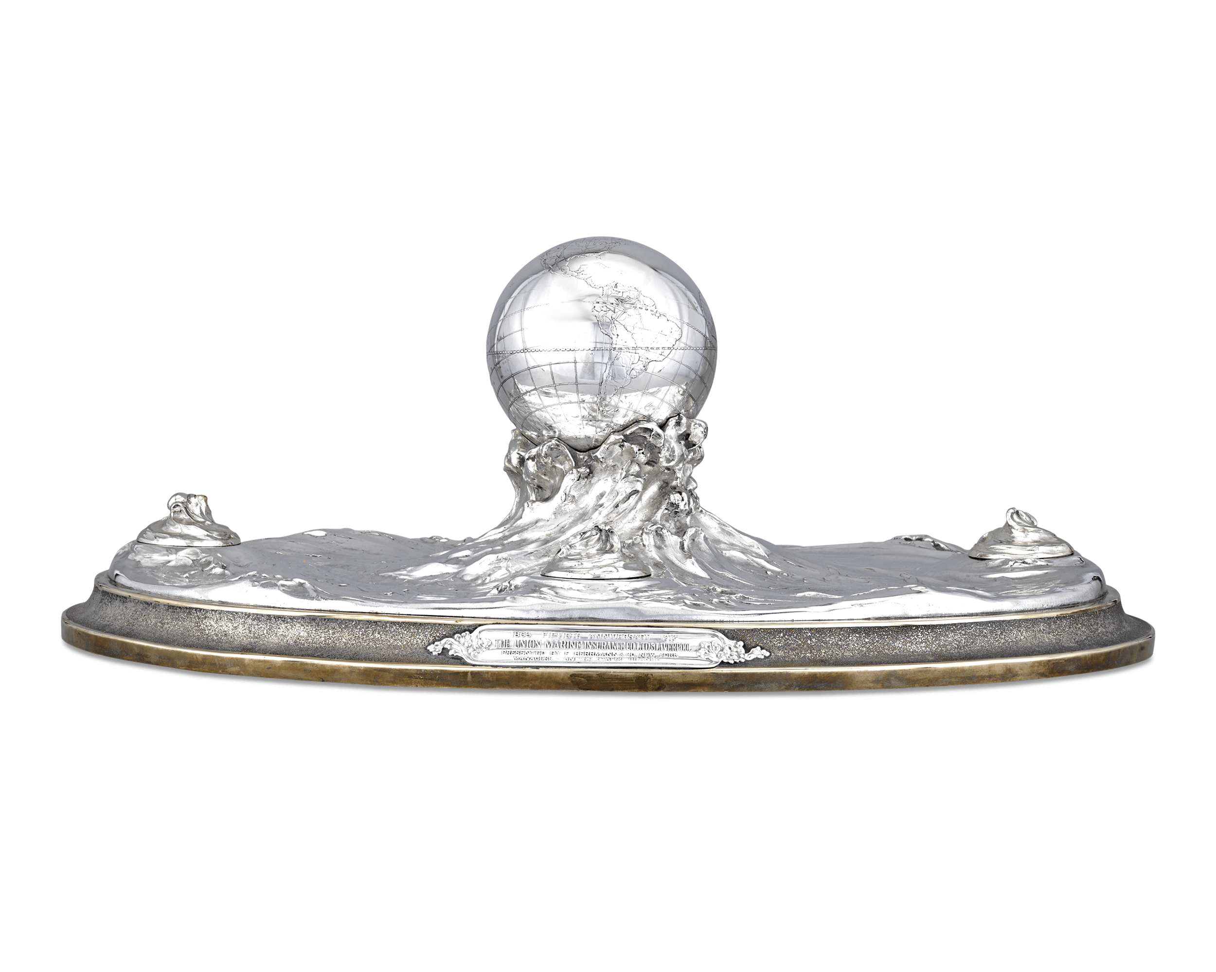 Sterling Silver Globe Inkwell Centerpiece by Tiffany & Co.