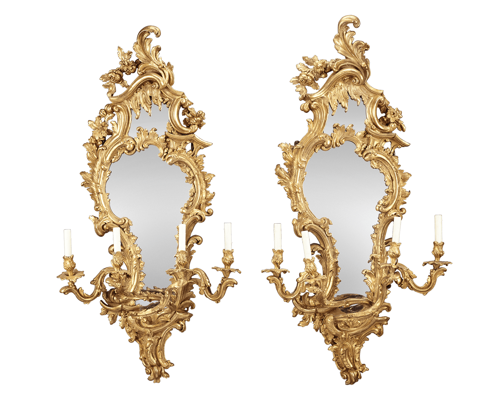 Louis XV Giltwood Mirrored Girandoles