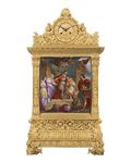 French Restoration Bronze and Porcelain Mantel Clock