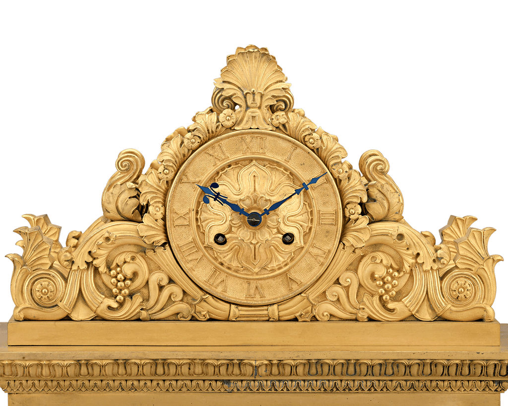 French Restoration Bronze and Porcelain Mantel Clock
