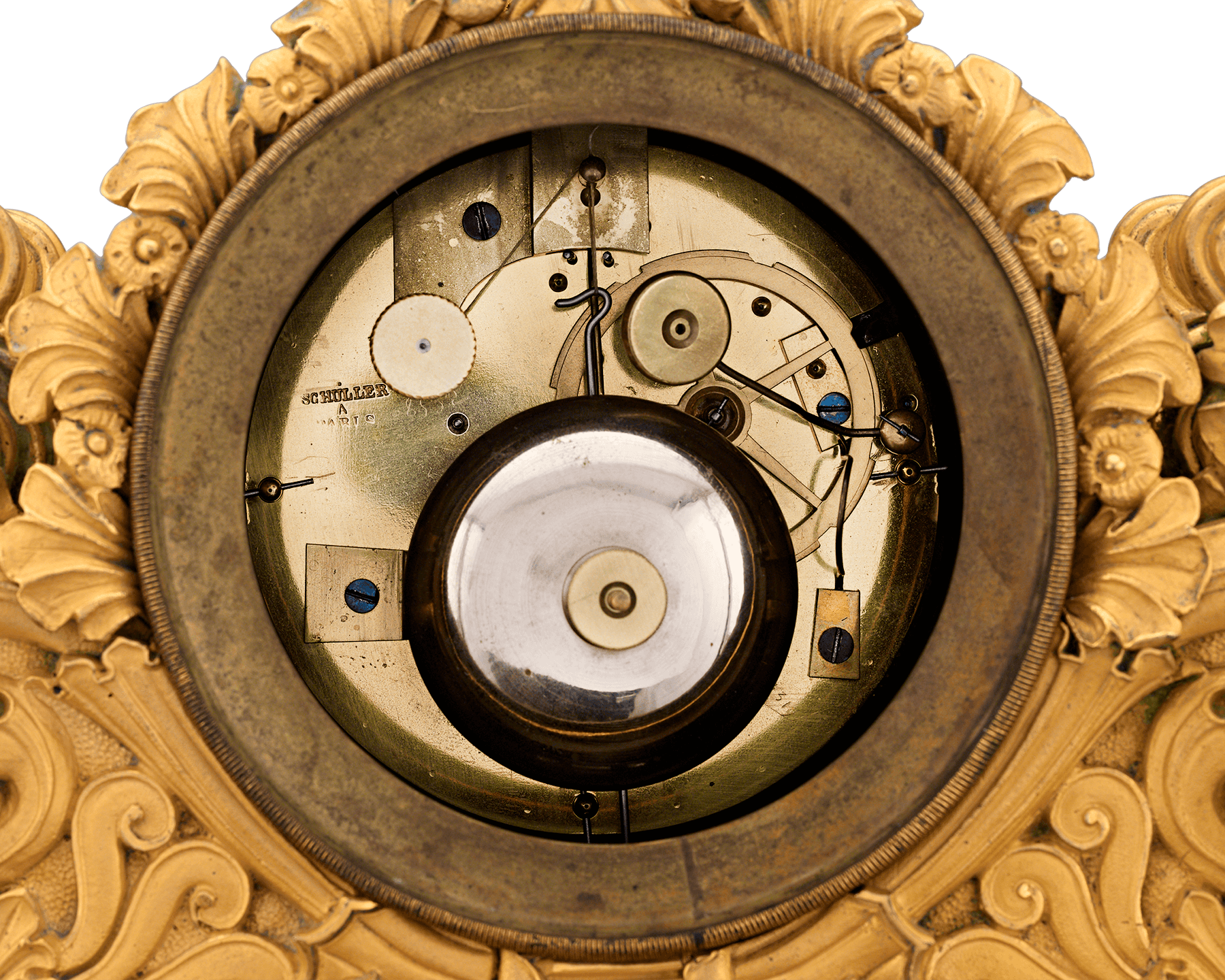 French Restoration Bronze and Porcelain Mantel Clock