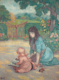 La lecture au jardin by Georges d'Espagnat
