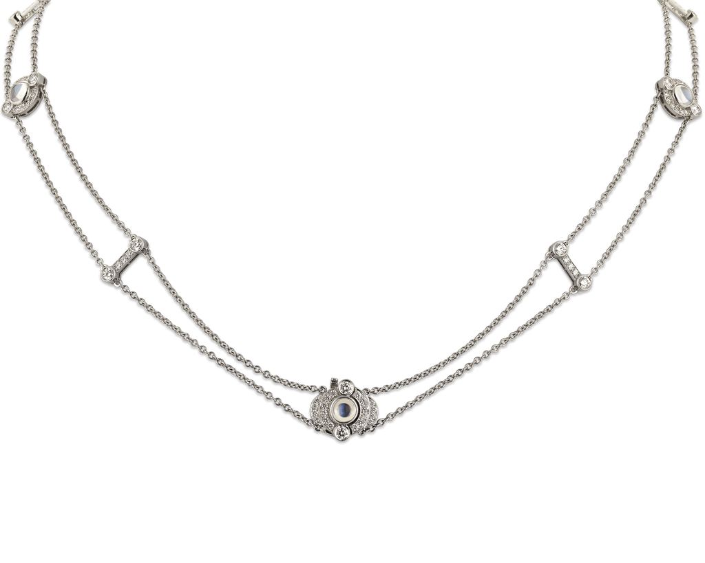 Tiffany & Co. Moonstone and Diamond Double-Strand Necklace