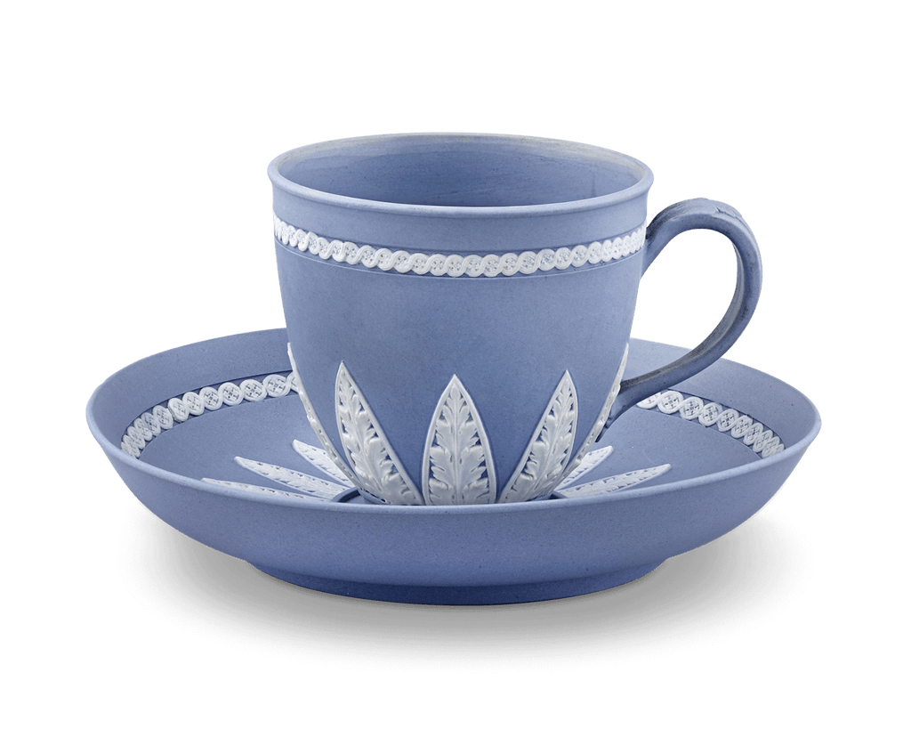 Wedgwood Pale Blue Jasperware Coffee Cup and Saucer