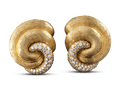 Henry Dunay Gold and Diamond Swirl Earrings