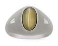 Cat’s Eye Chrysoberyl and Baguette Diamond Ring, 4.61 carats