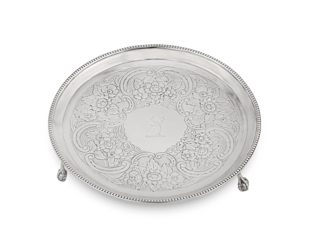 Engraved Stag Silver Salver
