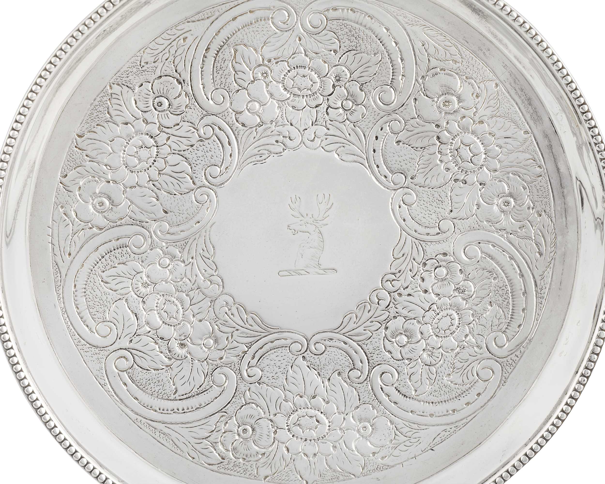 Engraved Stag Silver Salver