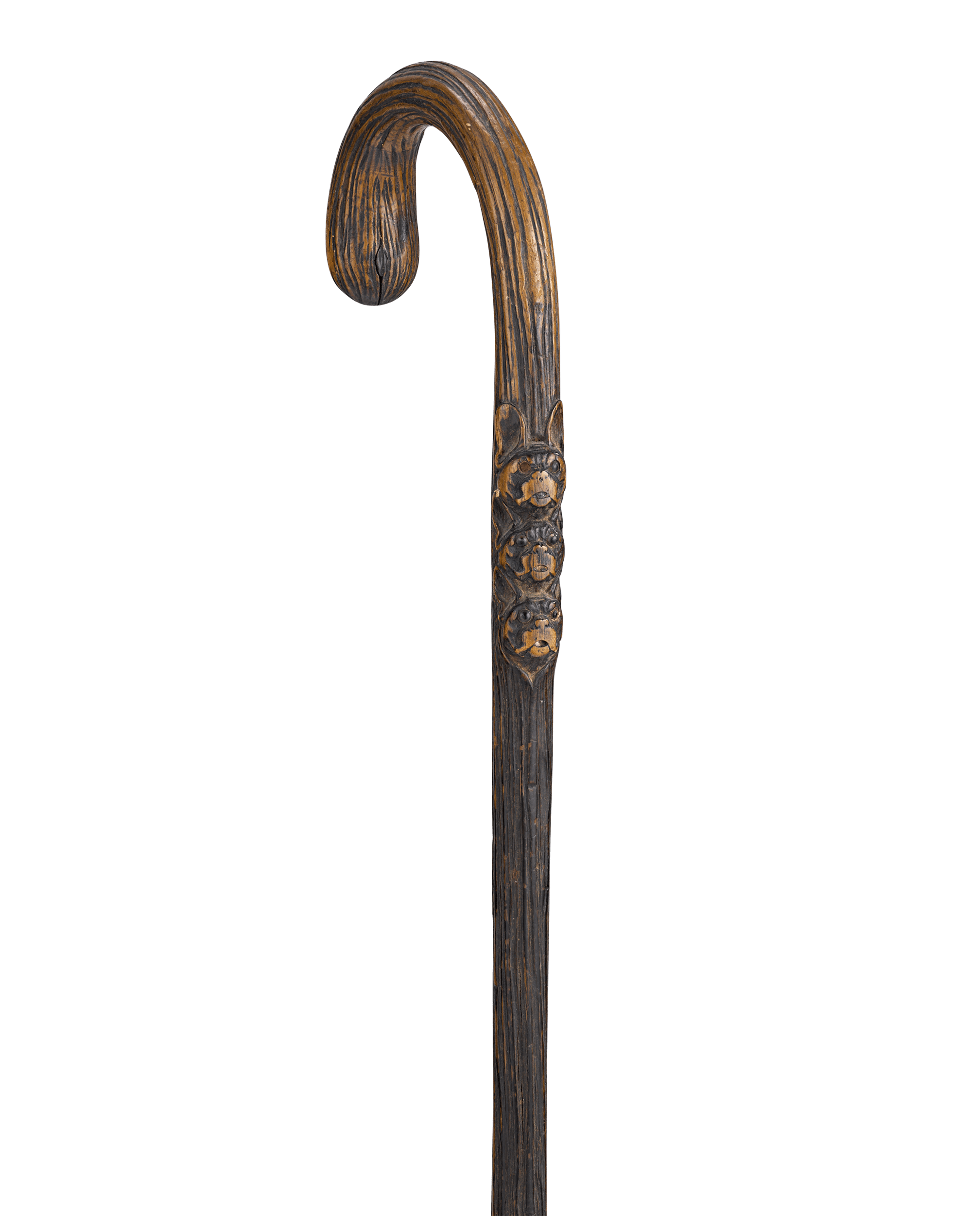 Carved French Bulldog Cane