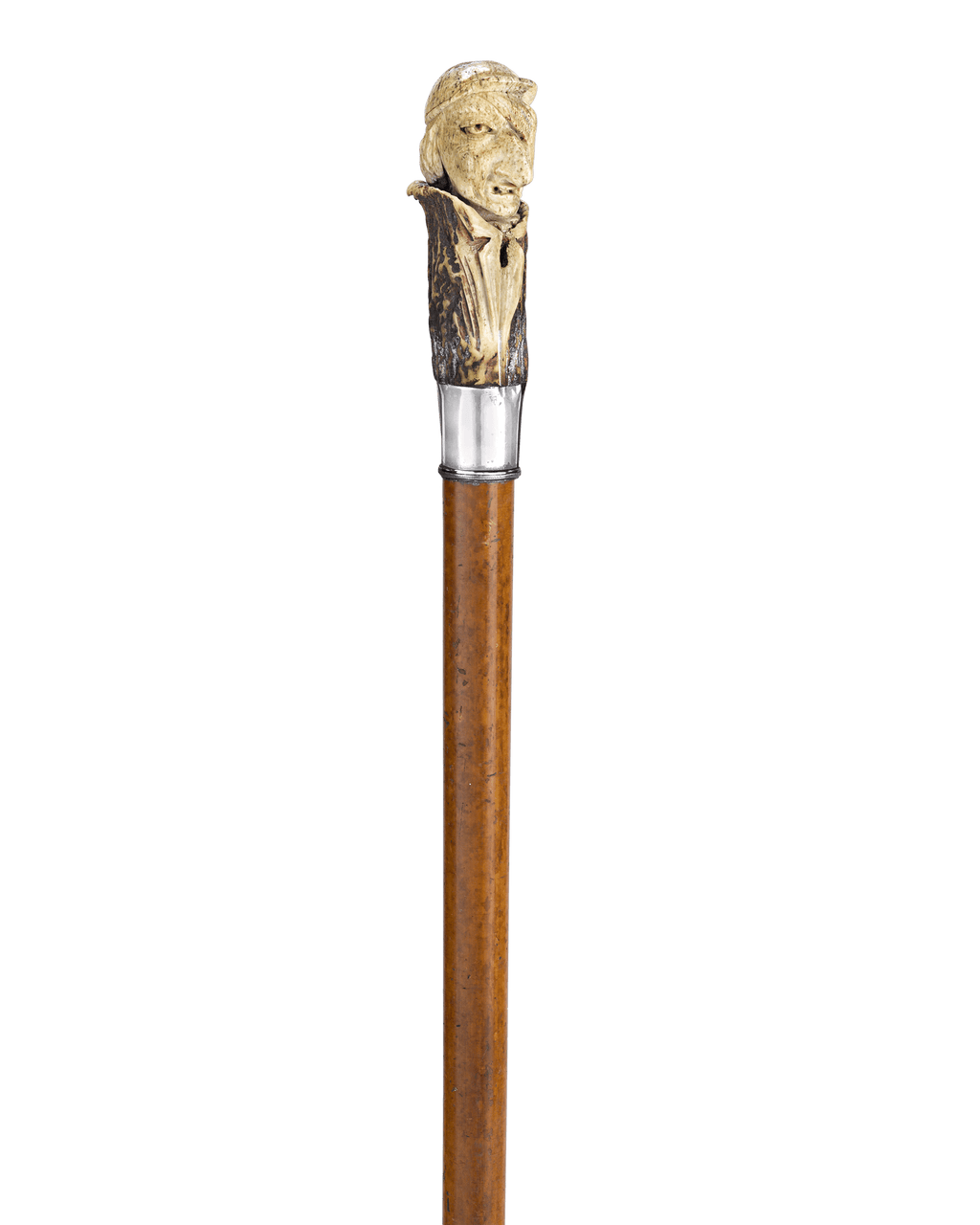 Carved Antler Folk Art Cane
