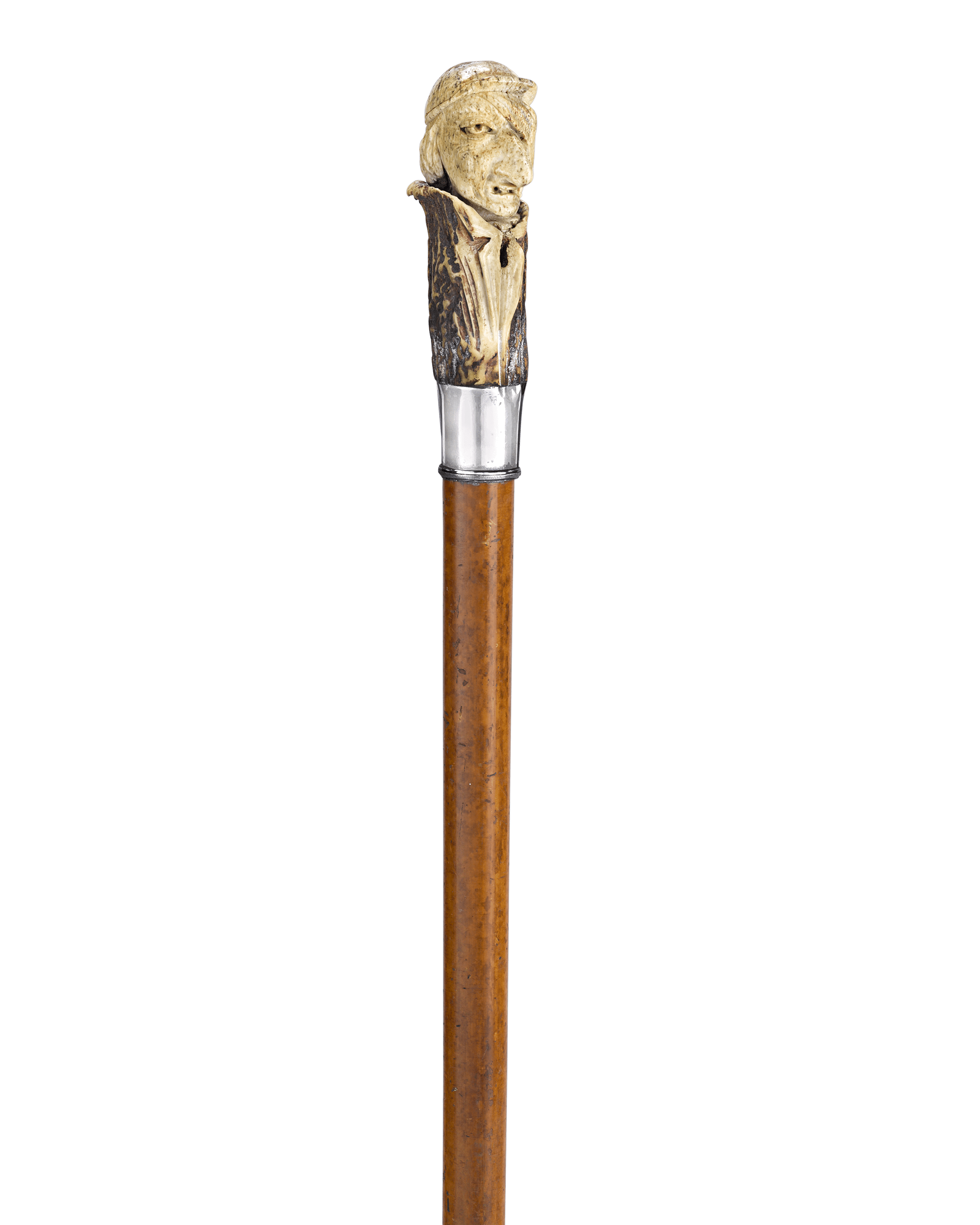 Carved Antler Folk Art Cane