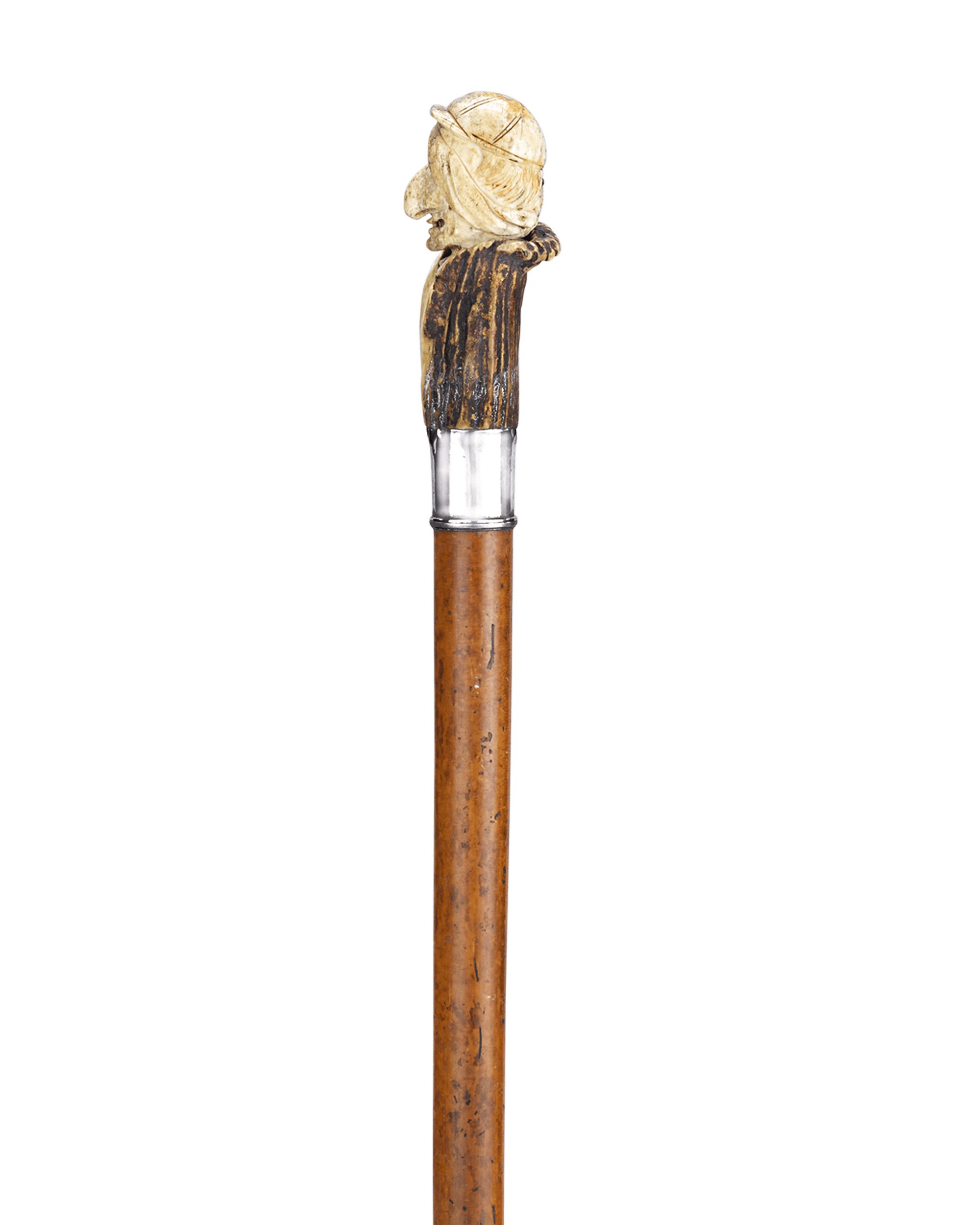 Carved Antler Folk Art Cane