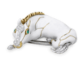 David Webb White Enamel, Pavé Diamond and Emerald Horse Brooch