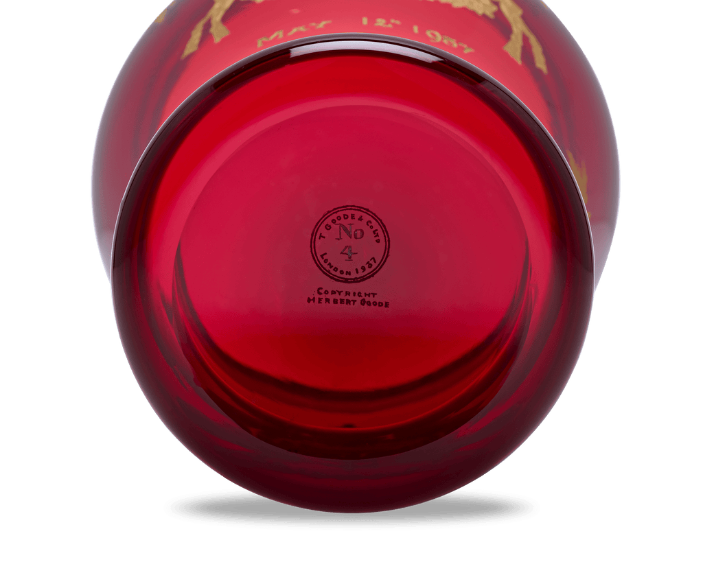 George VI Commemorative Ruby Glass Vase