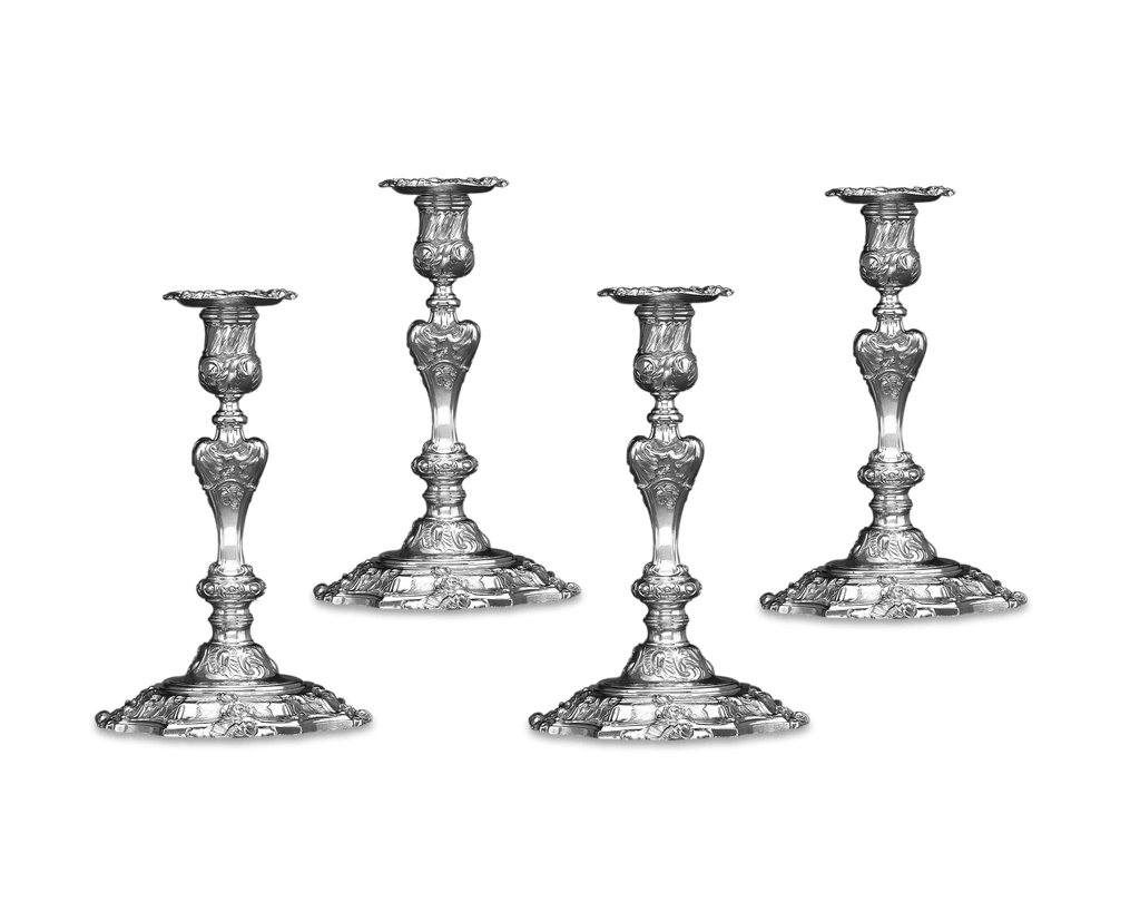 George II Silver Candlesticks by Paul de Lamerie