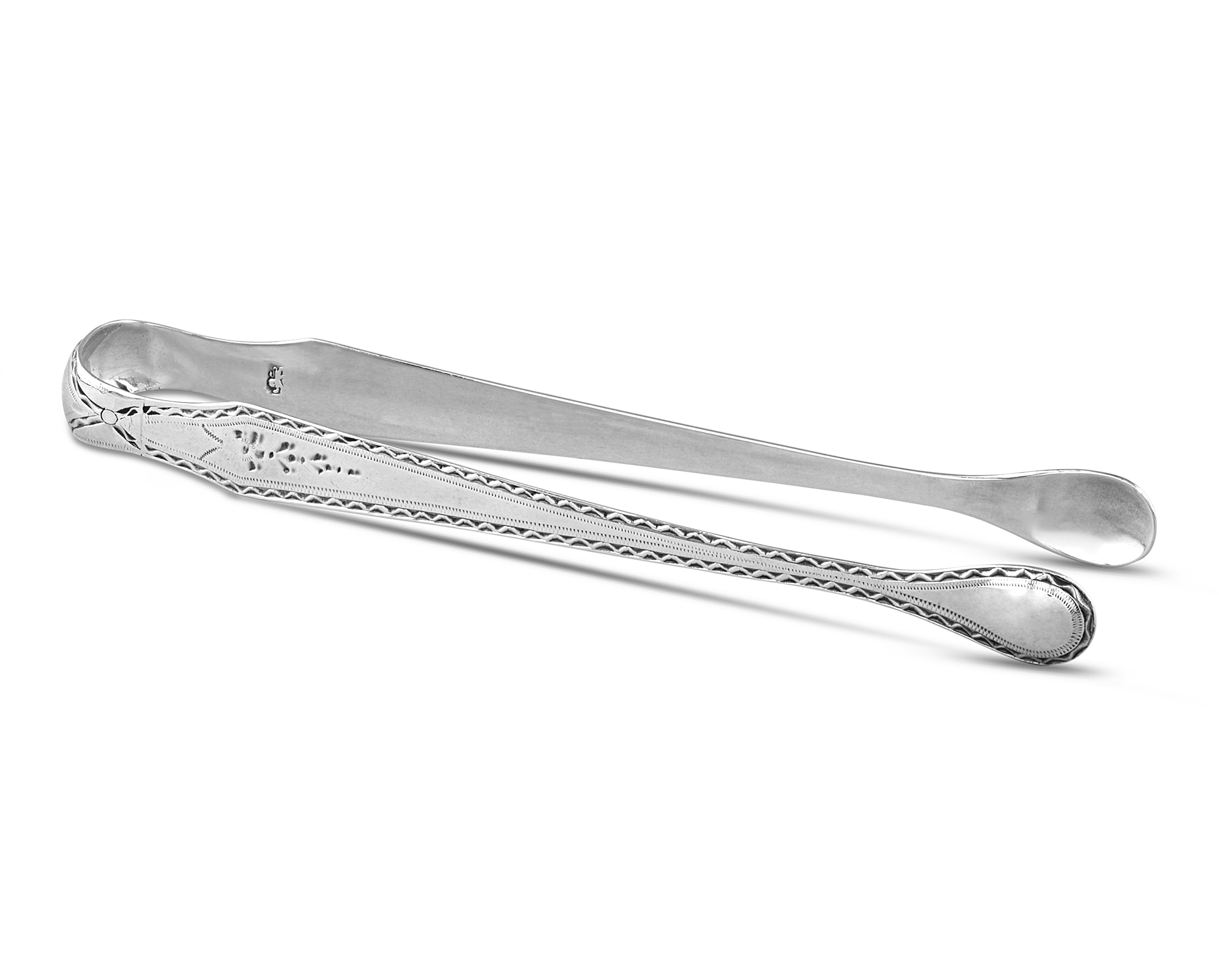 Hester Bateman Monogrammed Silver Sugar Tongs