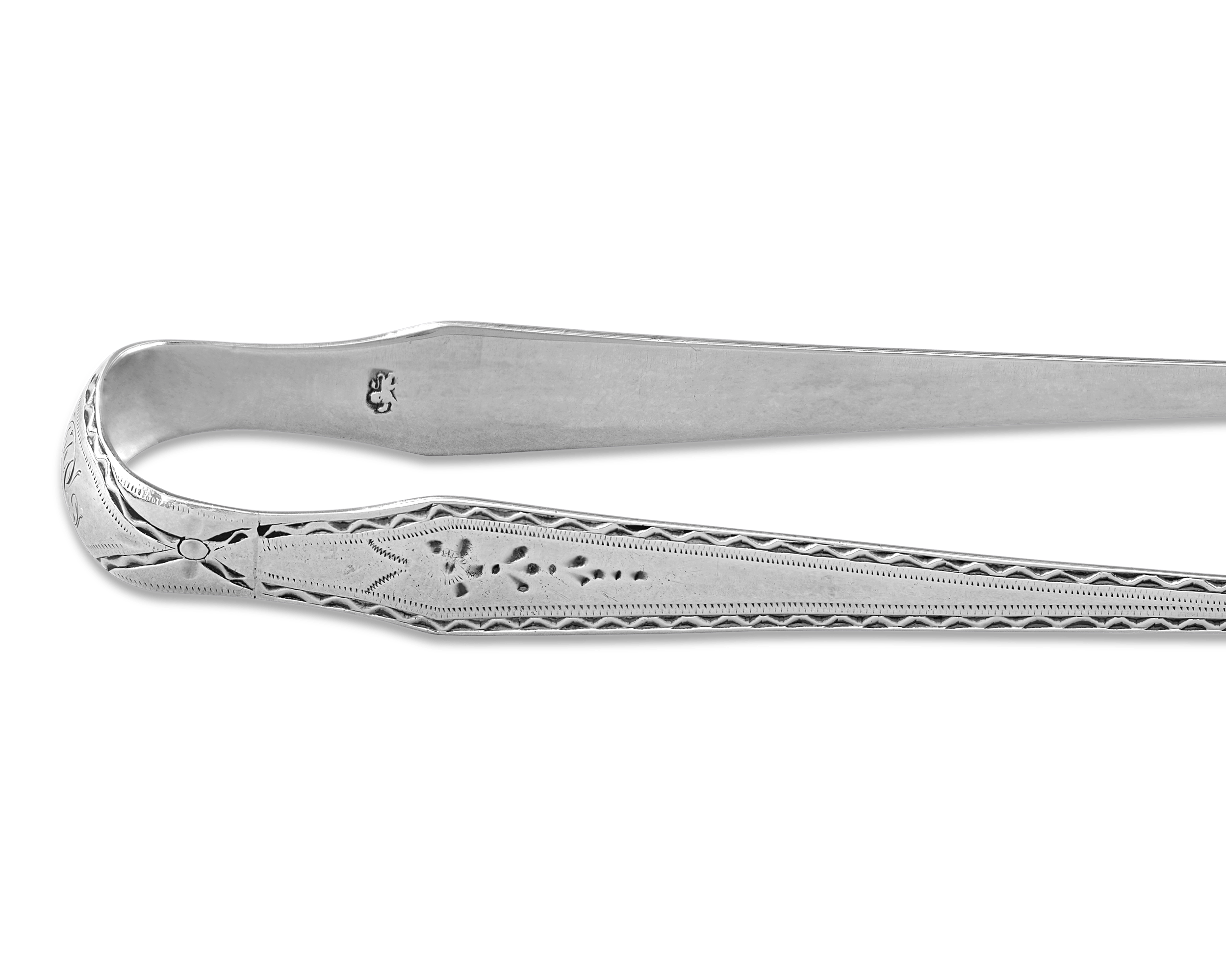 Hester Bateman Monogrammed Silver Sugar Tongs