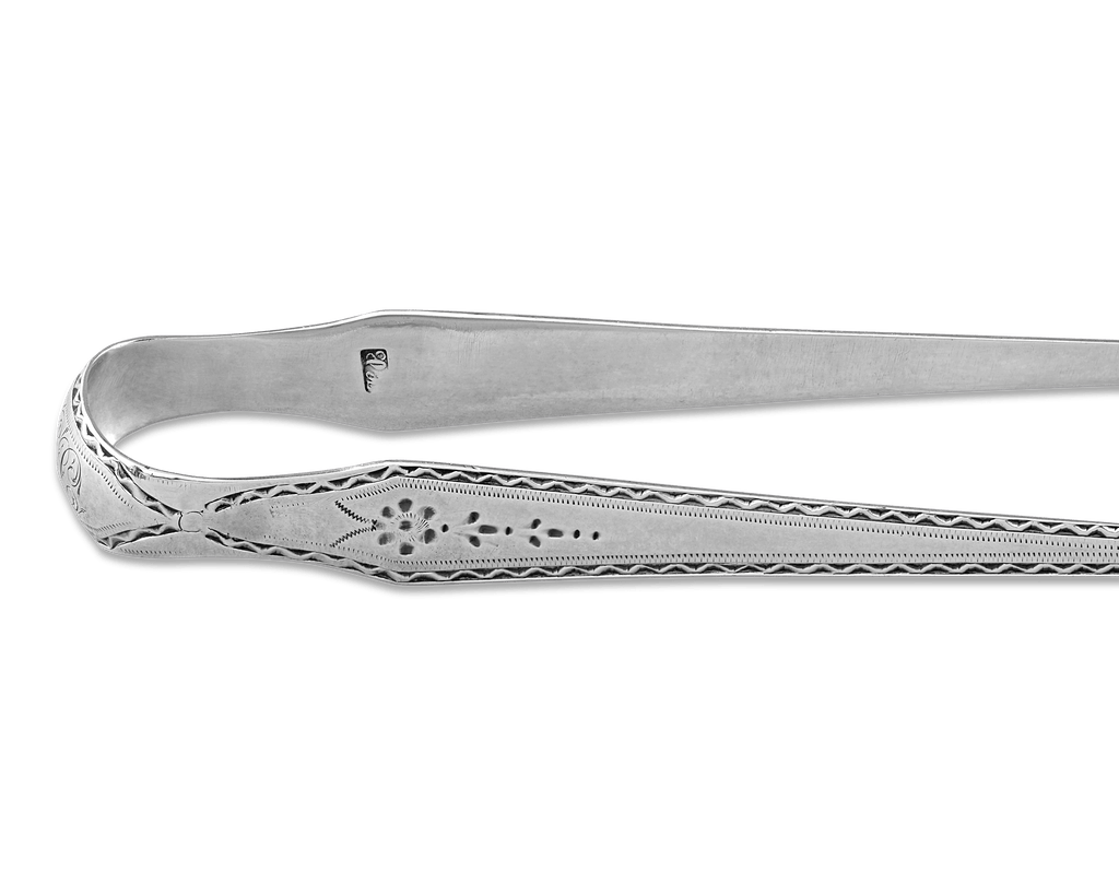 Hester Bateman Monogrammed Silver Sugar Tongs