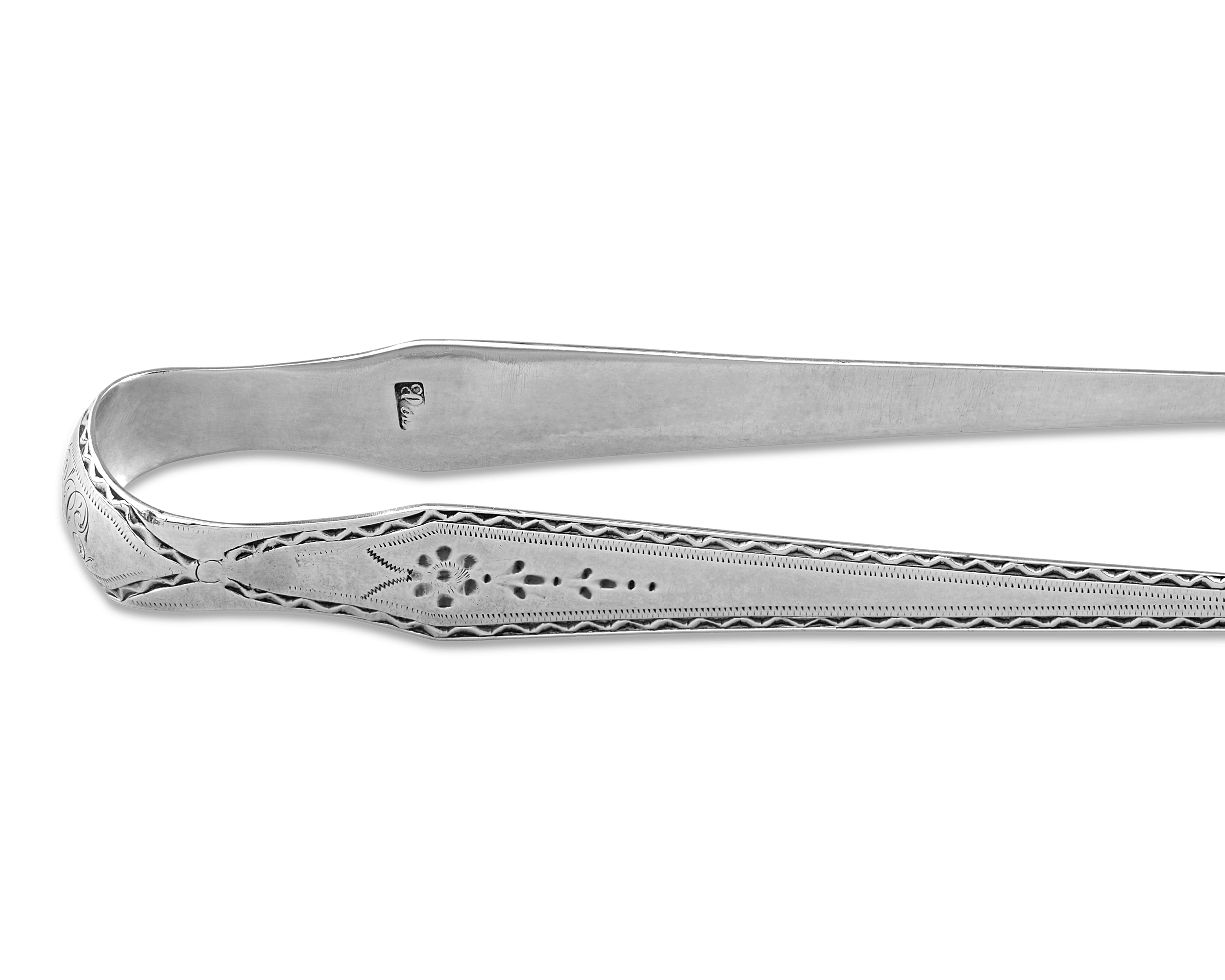 Hester Bateman Monogrammed Silver Sugar Tongs