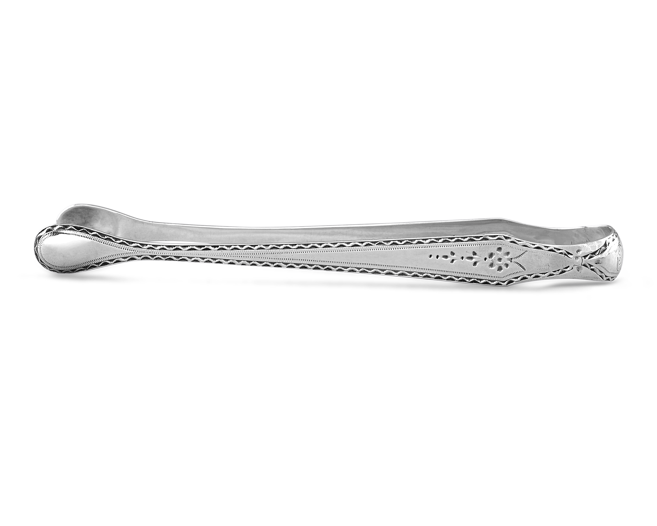 Hester Bateman Monogrammed Silver Sugar Tongs