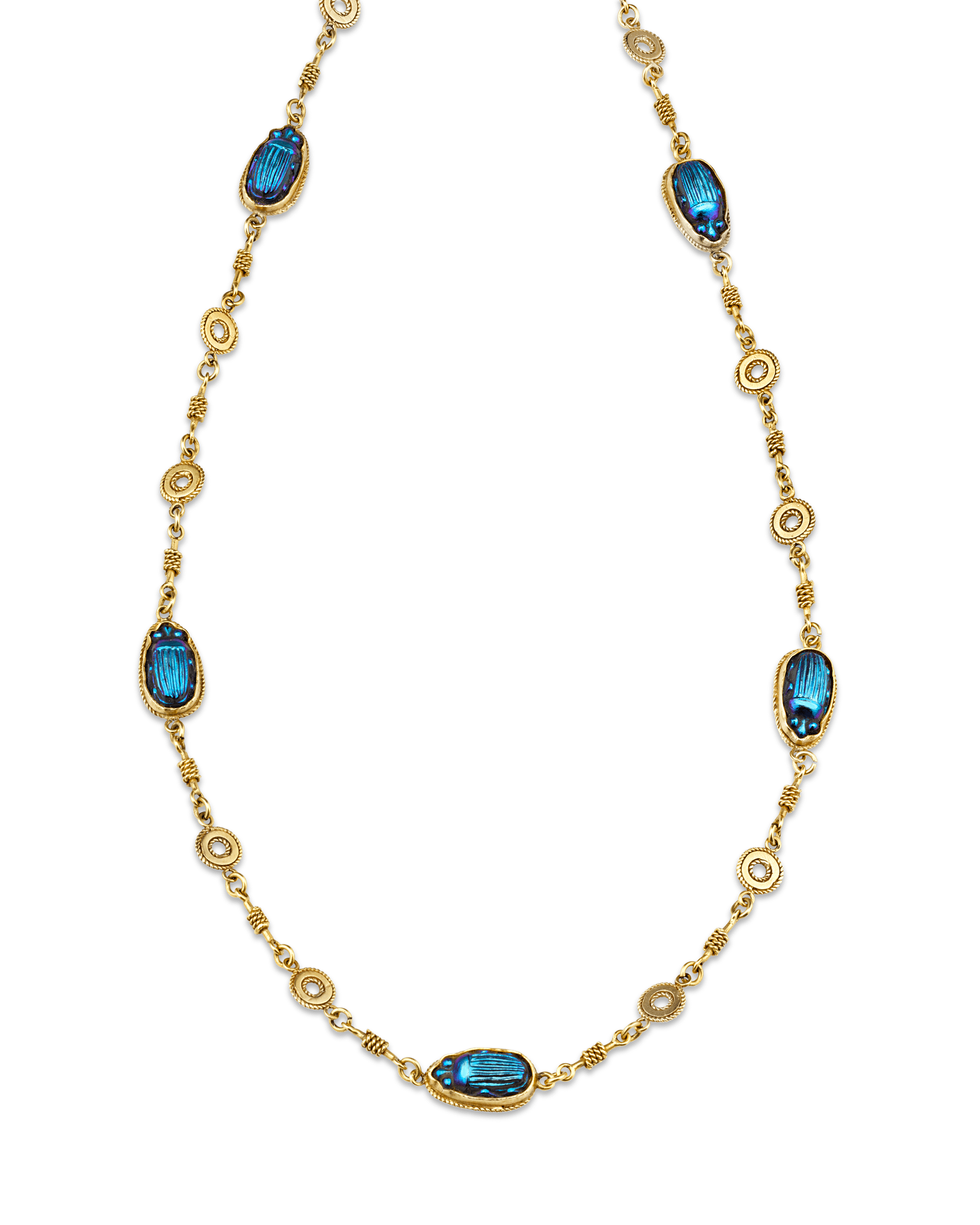 Louis Comfort Tiffany Favrile Glass Scarab Necklace