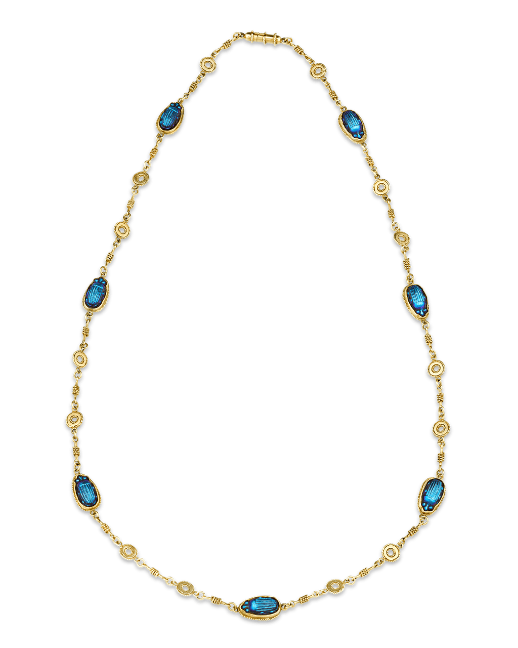 Louis Comfort Tiffany Favrile Glass Scarab Necklace
