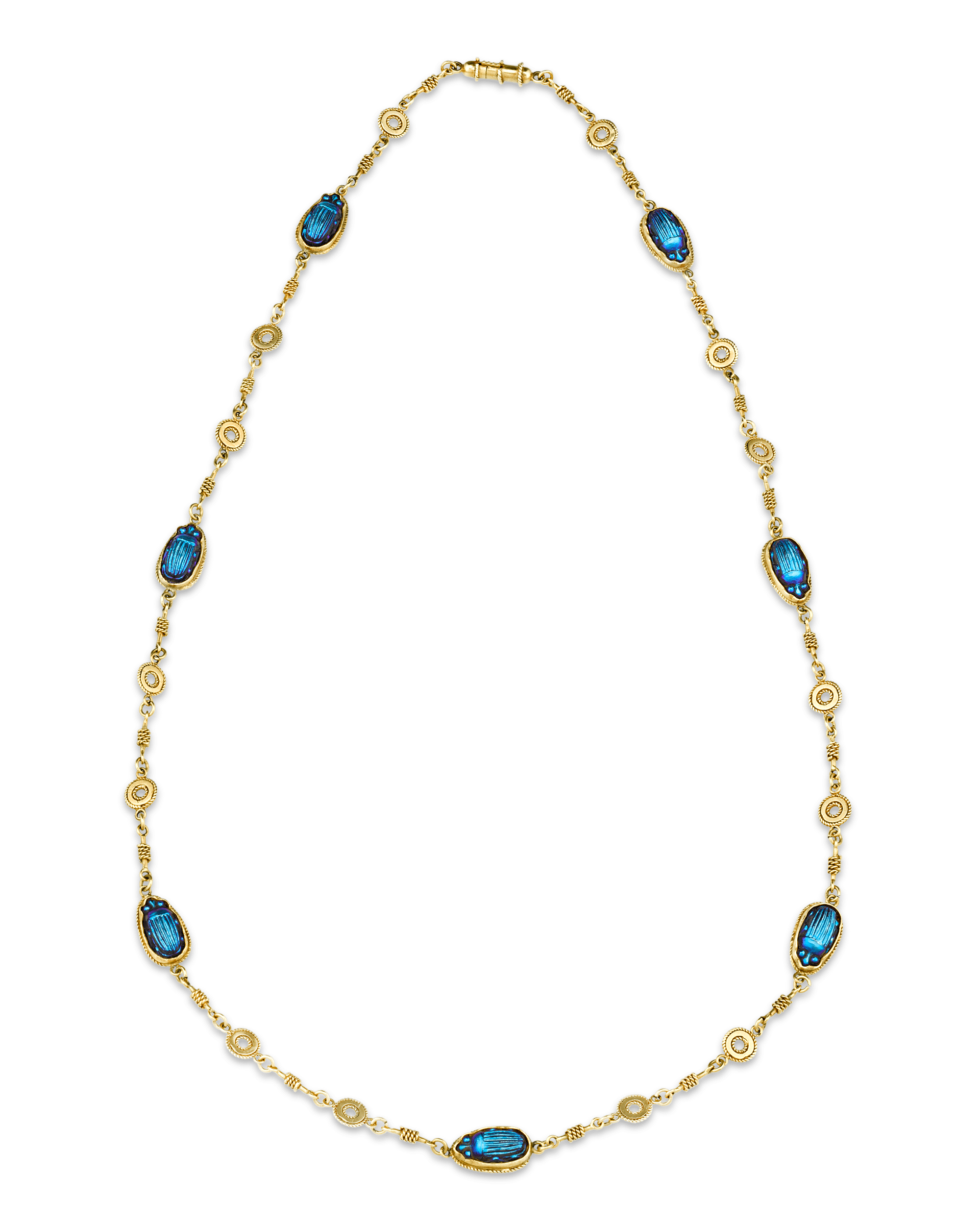 Louis Comfort Tiffany Favrile Glass Scarab Necklace