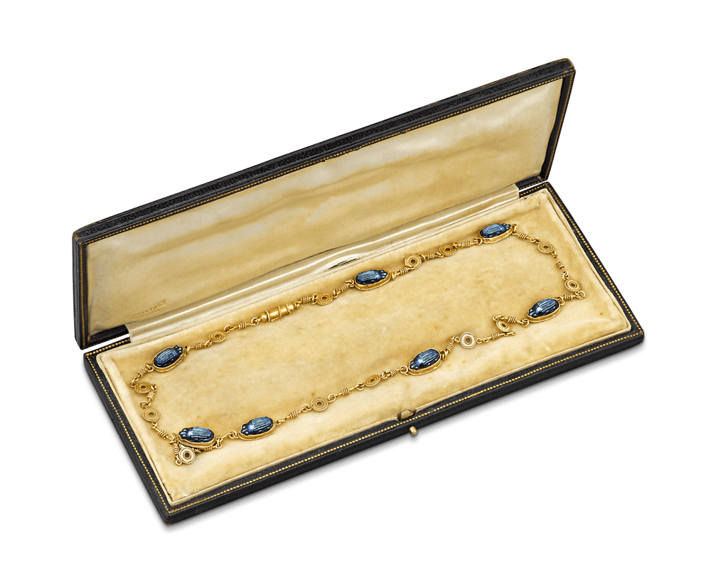 Louis Comfort Tiffany Favrile Glass Scarab Necklace
