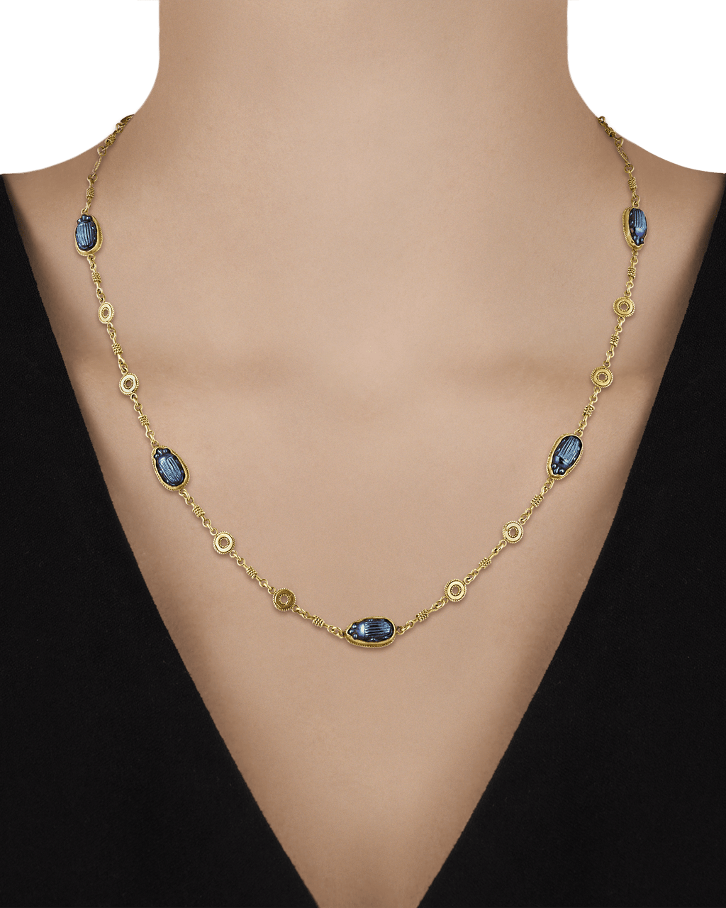 Louis Comfort Tiffany Favrile Glass Scarab Necklace
