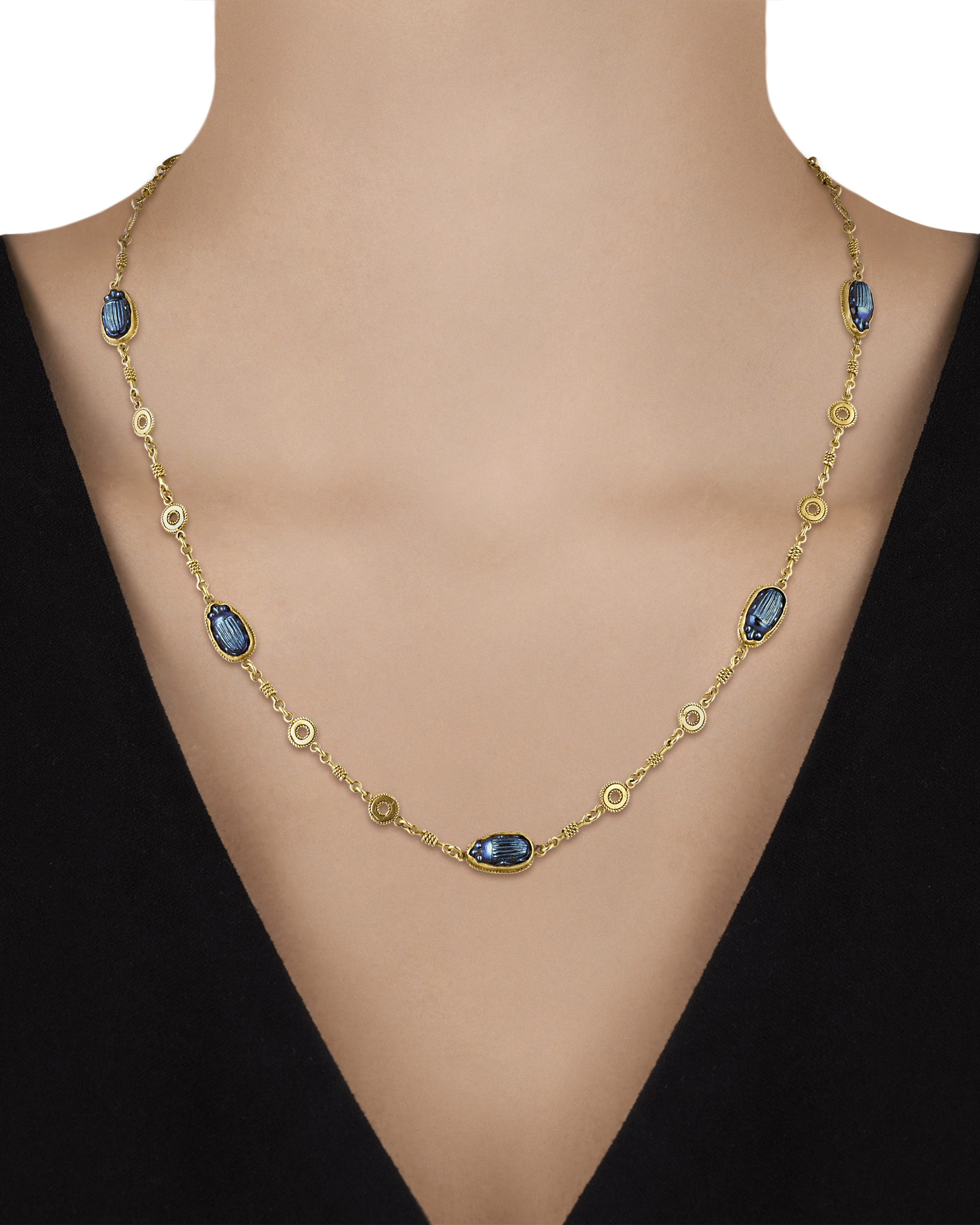 Louis Comfort Tiffany Favrile Glass Scarab Necklace