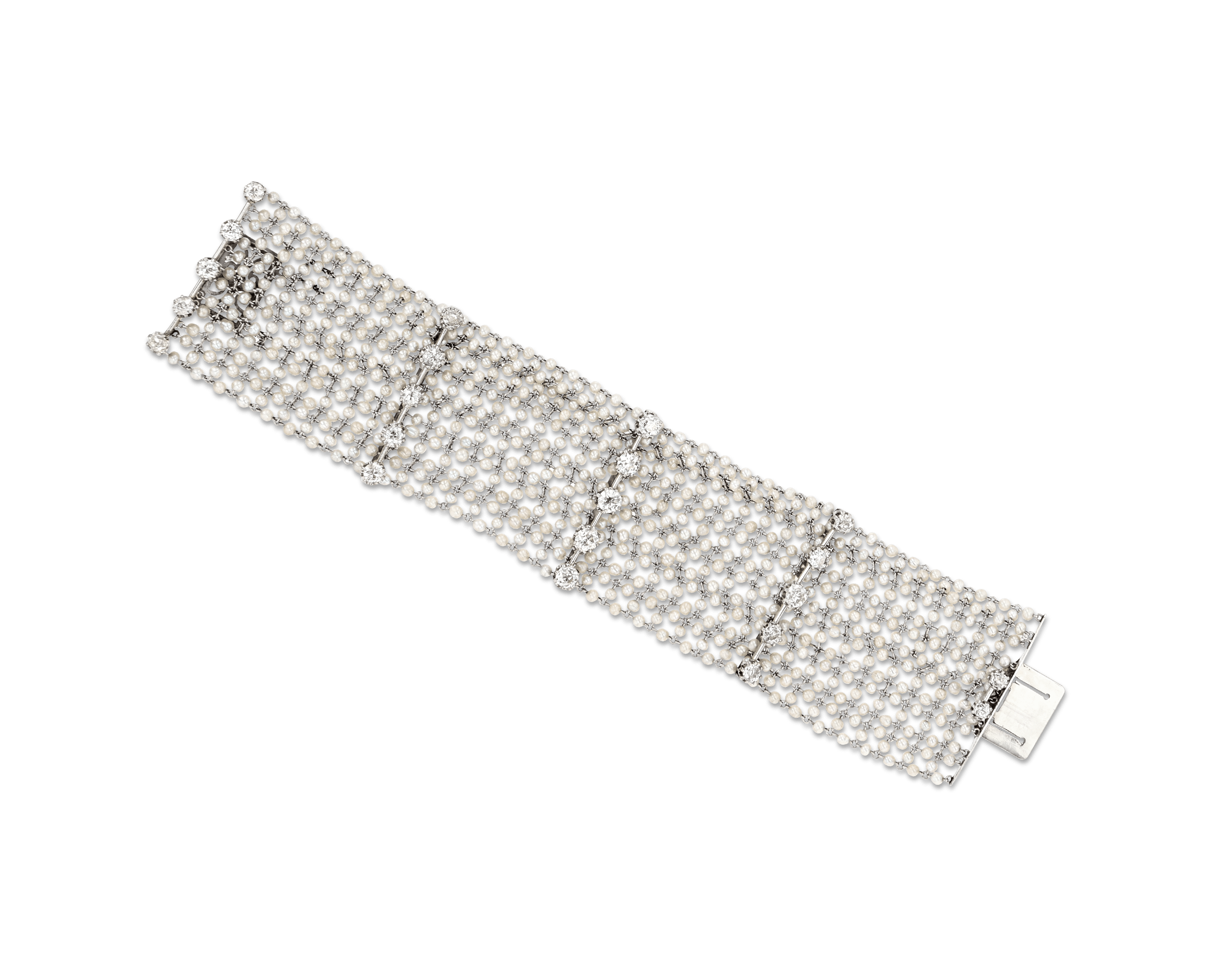 Art Deco Pearl and Diamond Bracelet