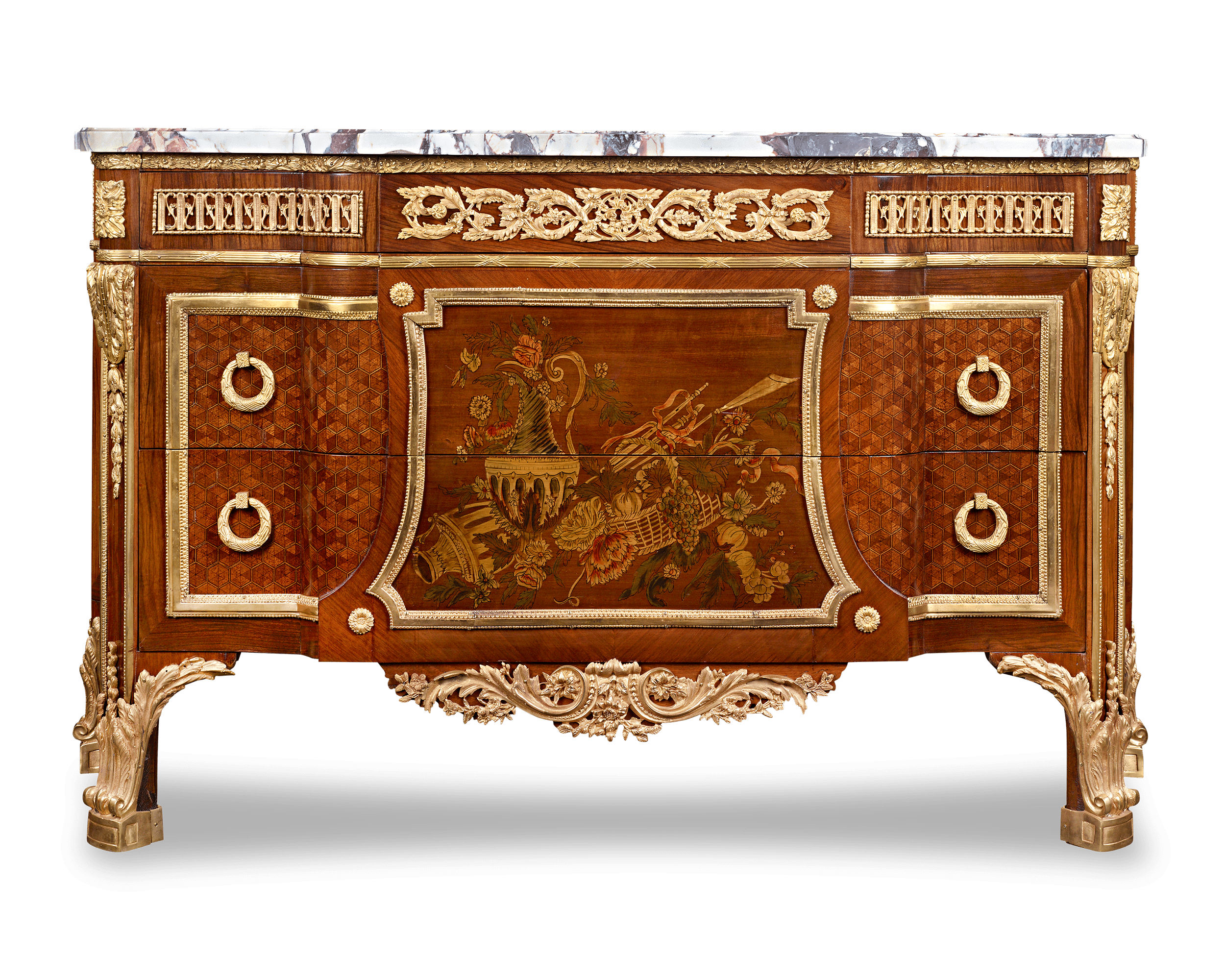 Louis XVI-Style Marquetry Commodes