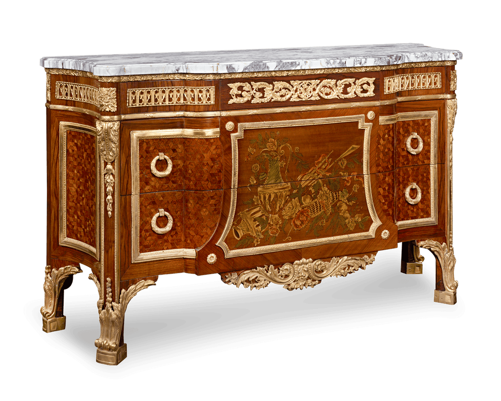 Louis XVI-Style Marquetry Commodes