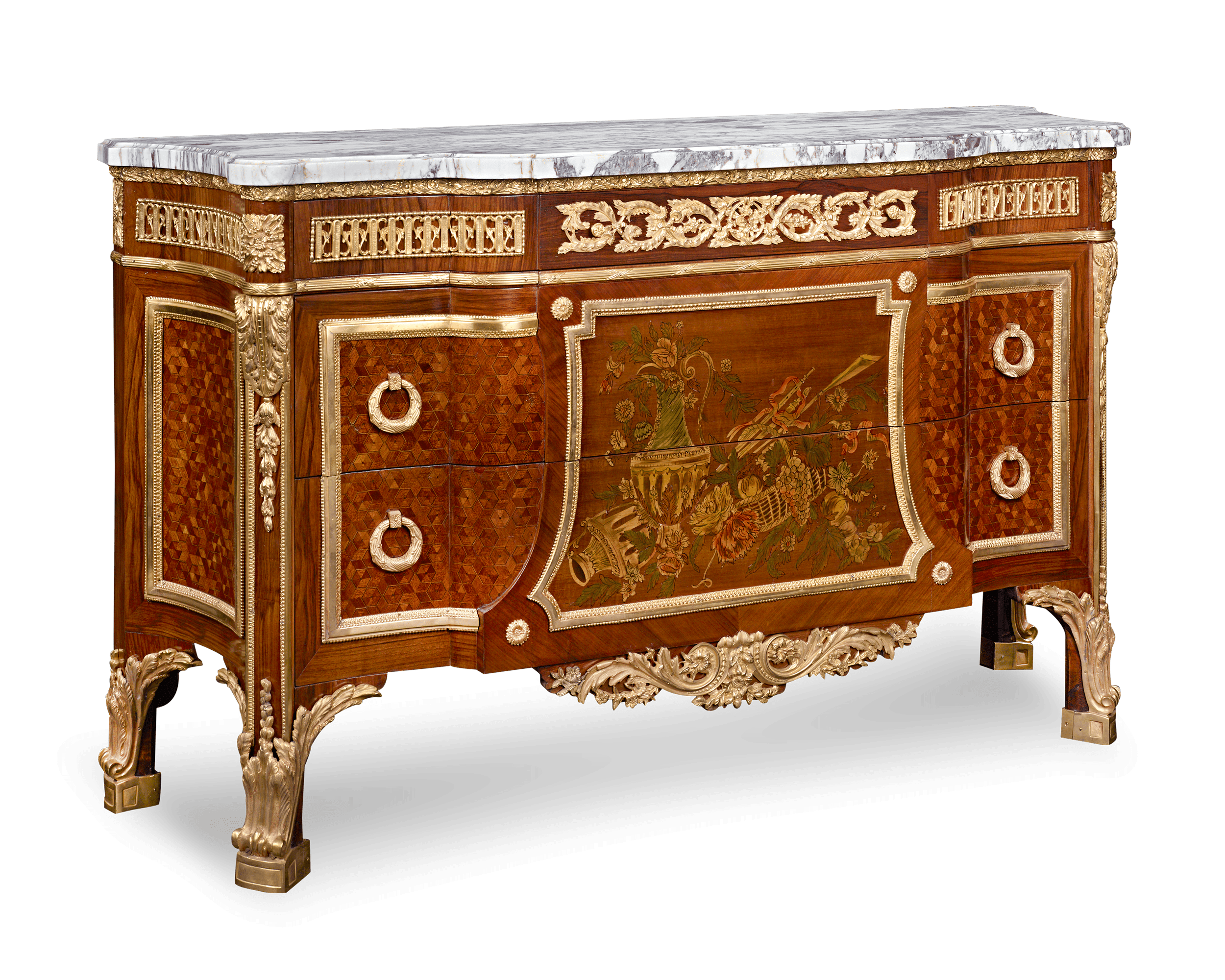 Louis XVI-Style Marquetry Commodes