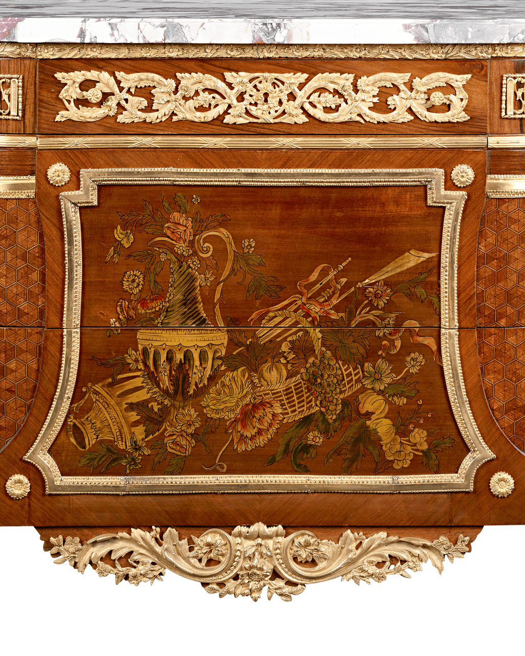 Louis XVI-Style Marquetry Commodes