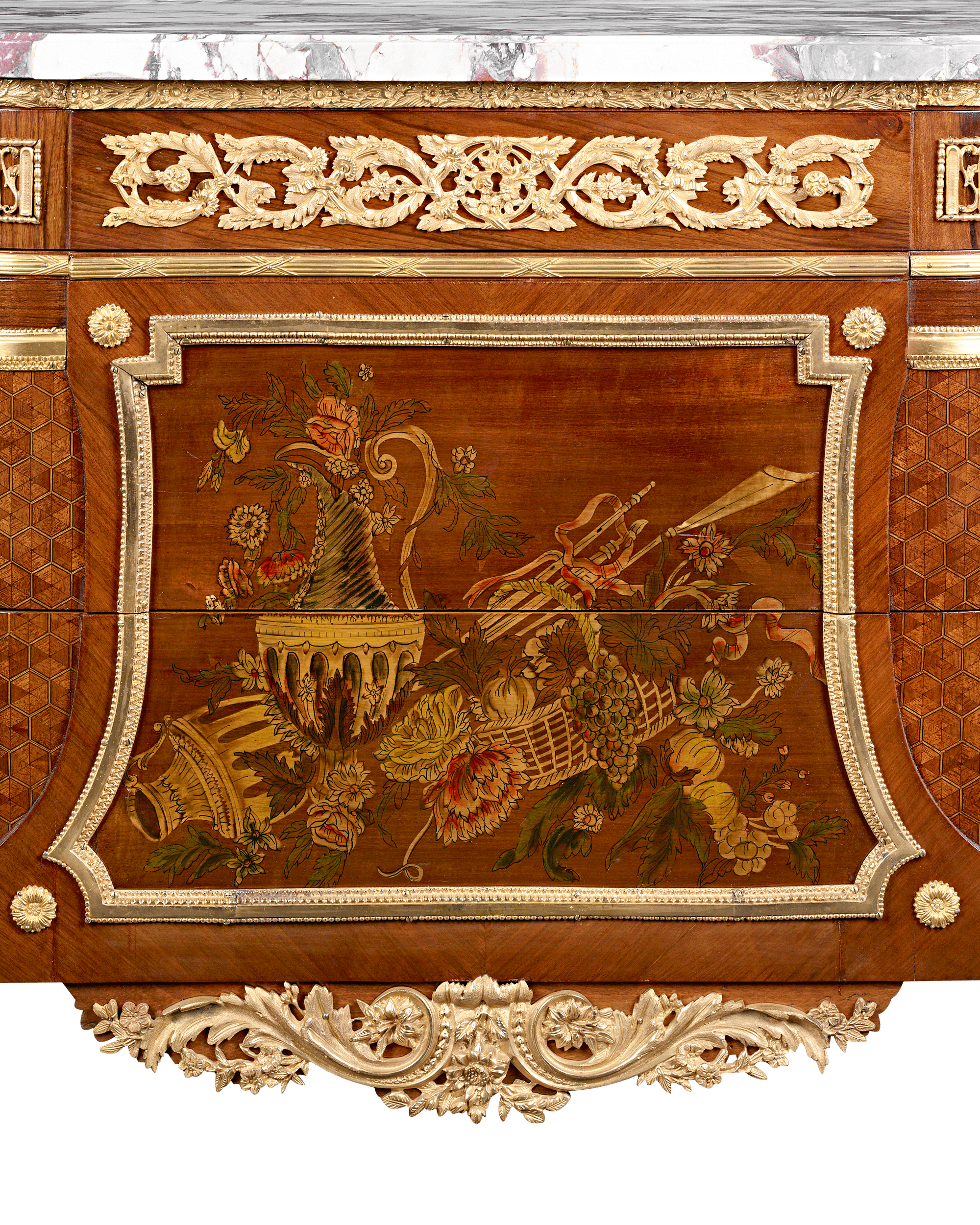 Louis XVI-Style Marquetry Commodes