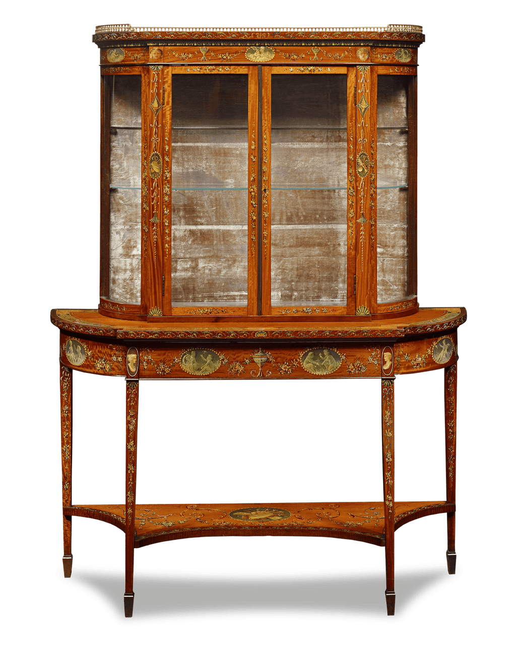 Sheraton Revival Hand-Painted Vitrine