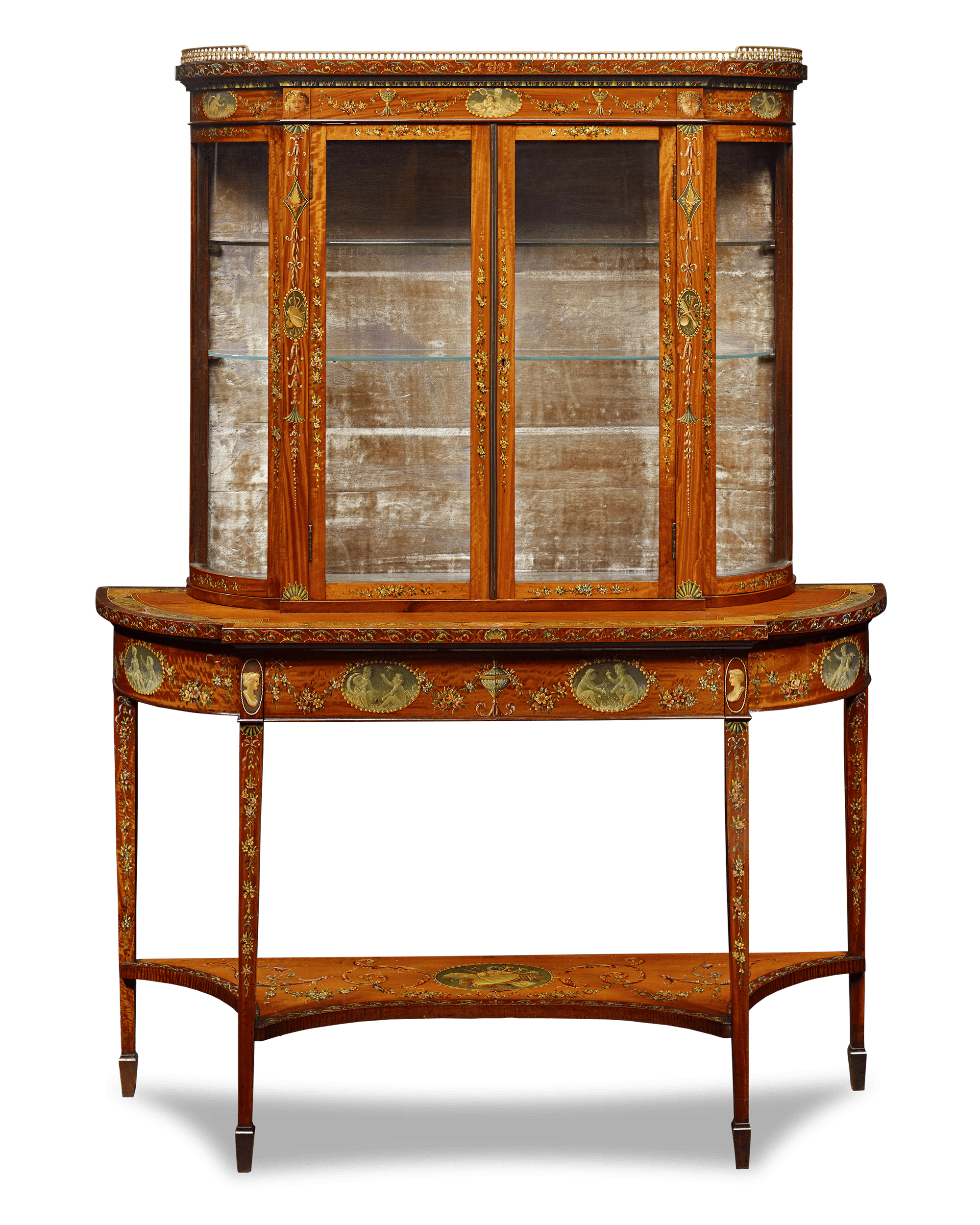 Sheraton Revival Hand-Painted Vitrine