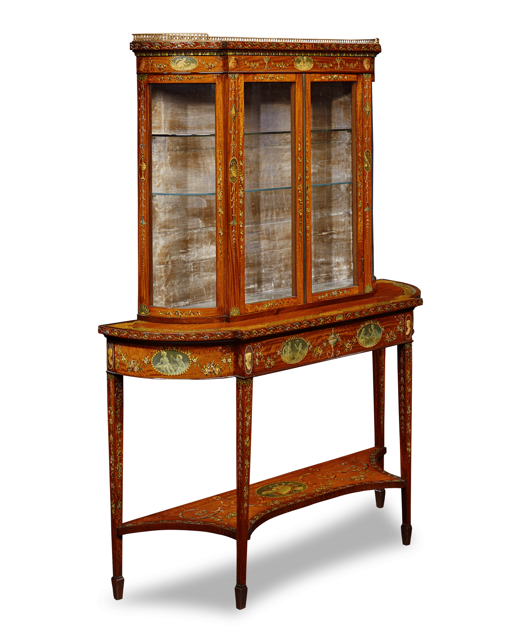 Sheraton Revival Hand-Painted Vitrine