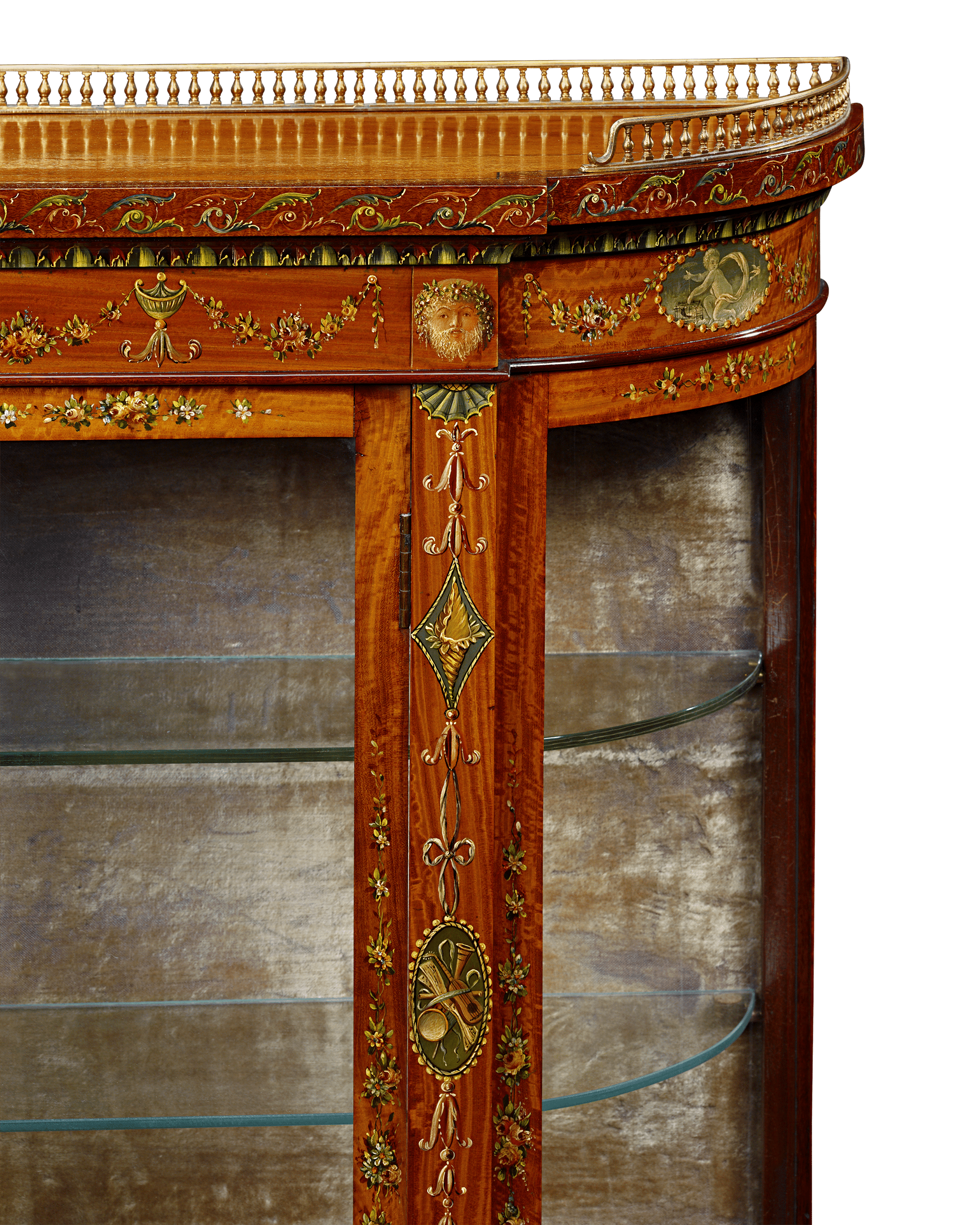 Sheraton Revival Hand-Painted Vitrine