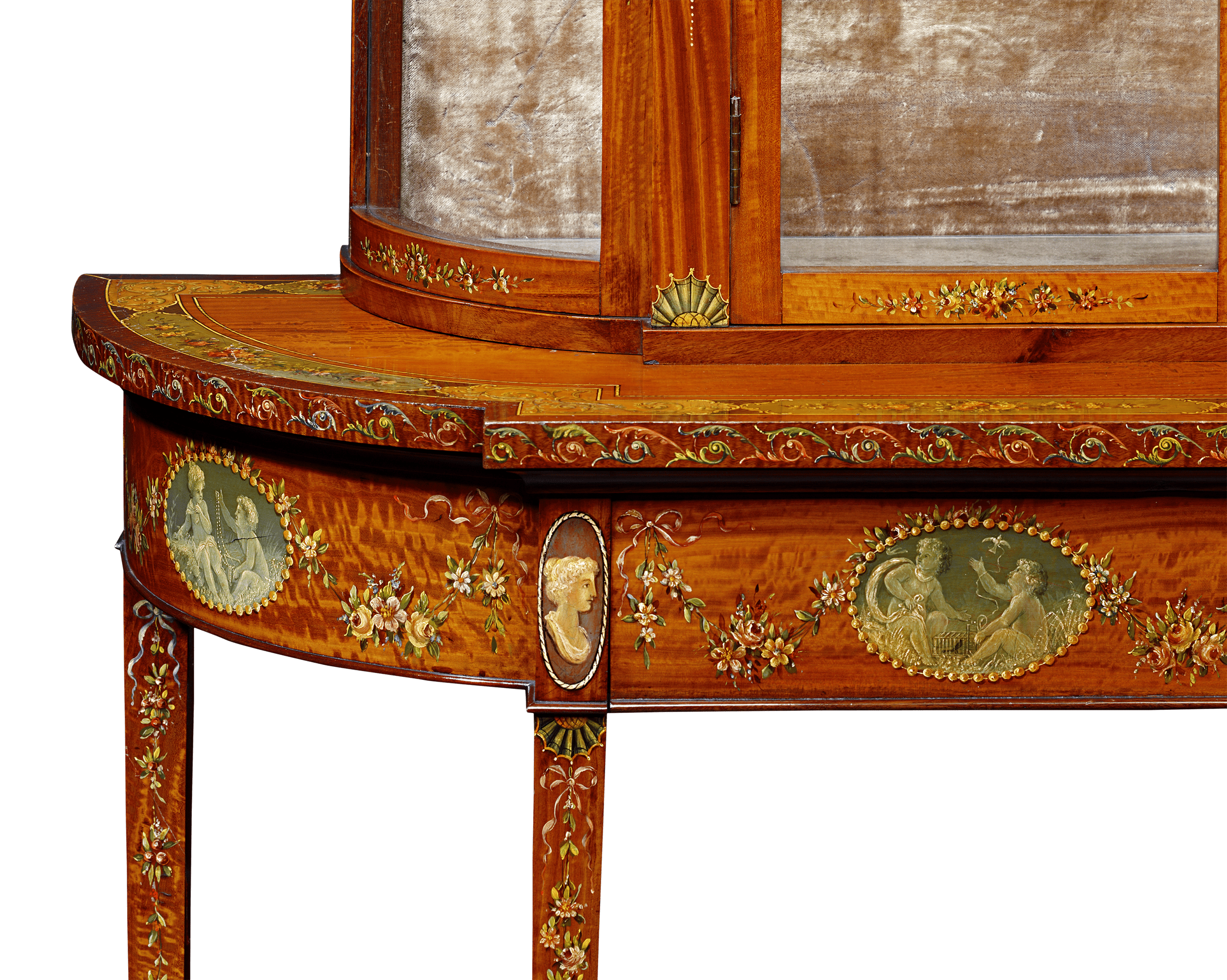 Sheraton Revival Hand-Painted Vitrine