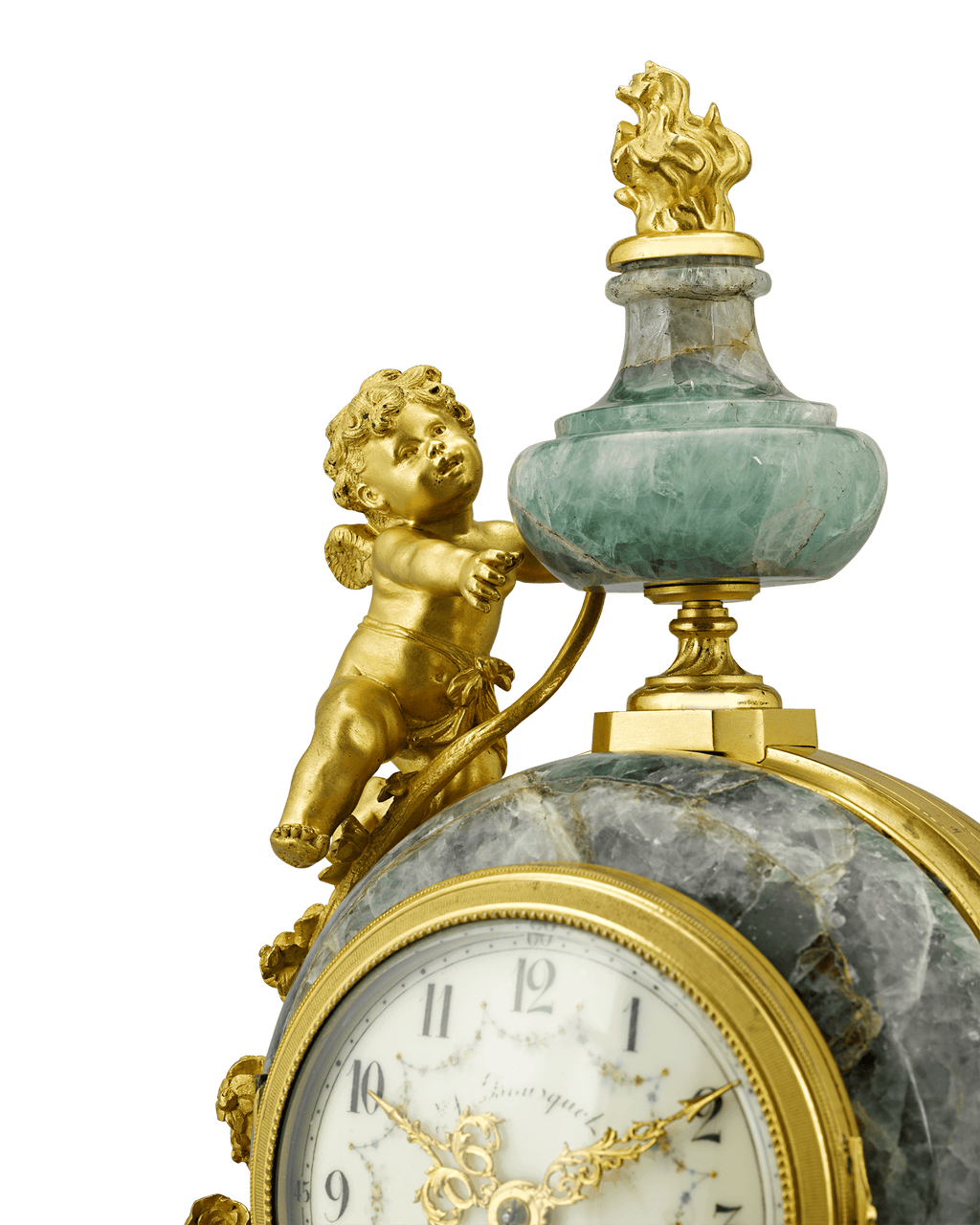 French Fluorspar and Ormolu Clock Garniture