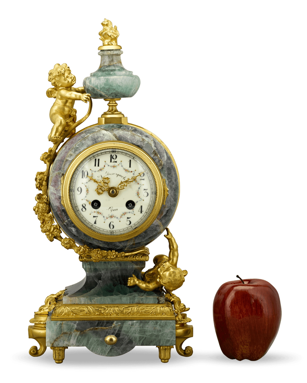 French Fluorspar and Ormolu Clock Garniture
