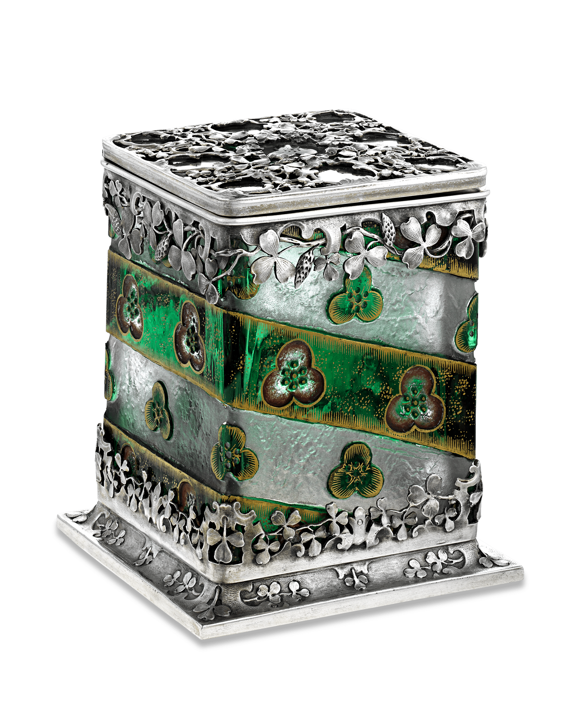 Silver-Mounted Glass Casket by Daum Nancy