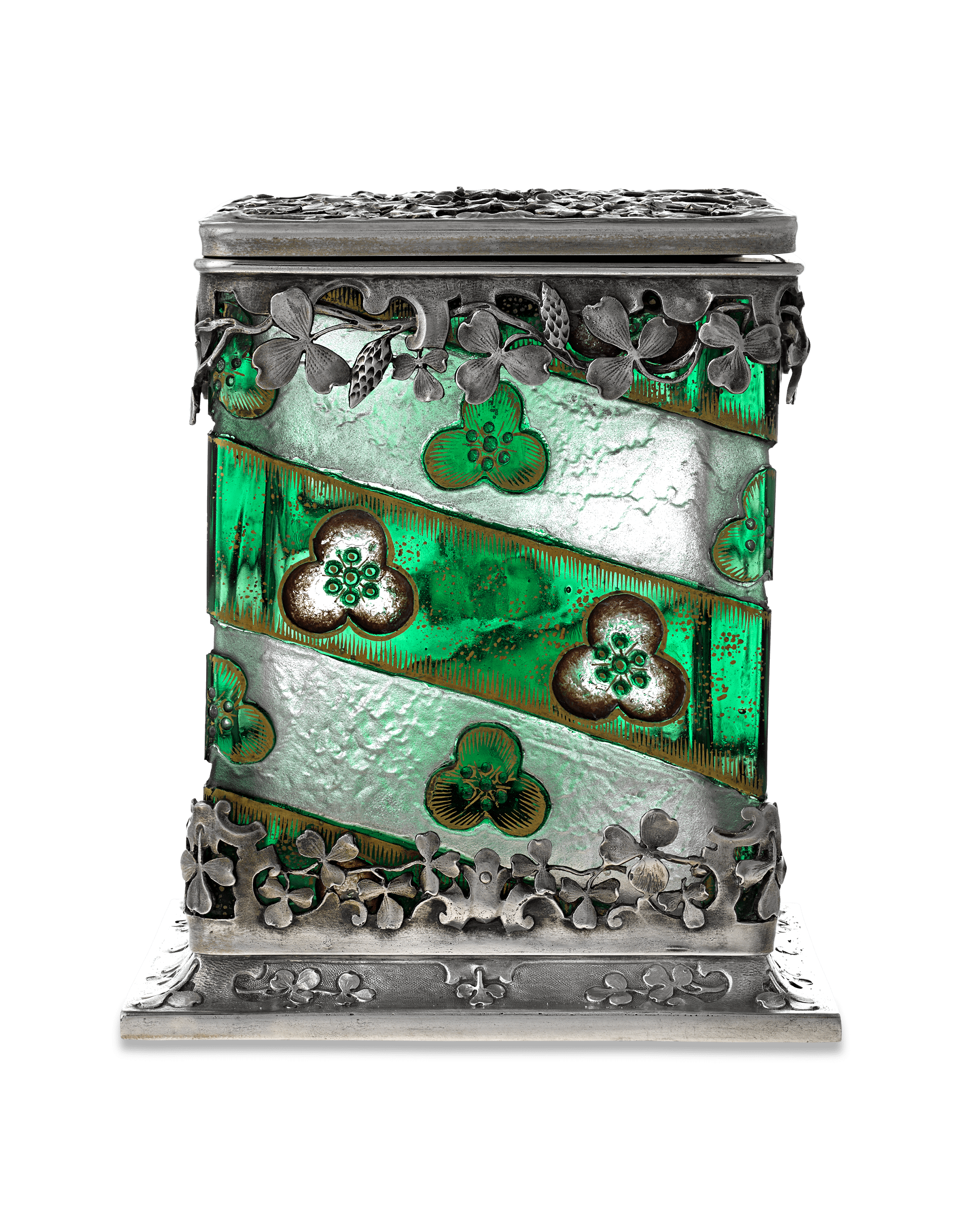 Silver-Mounted Glass Casket by Daum Nancy