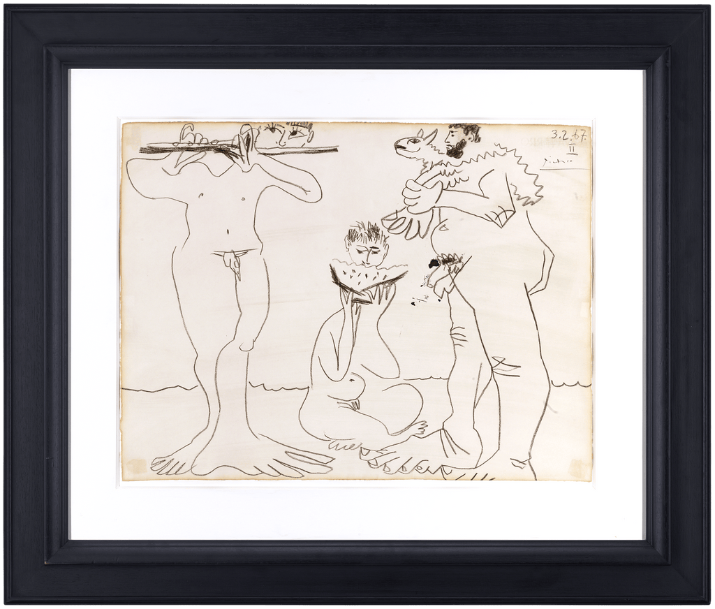 Homme à l'agneau, mangeur de pastèque et flûtiste by Pablo Picasso