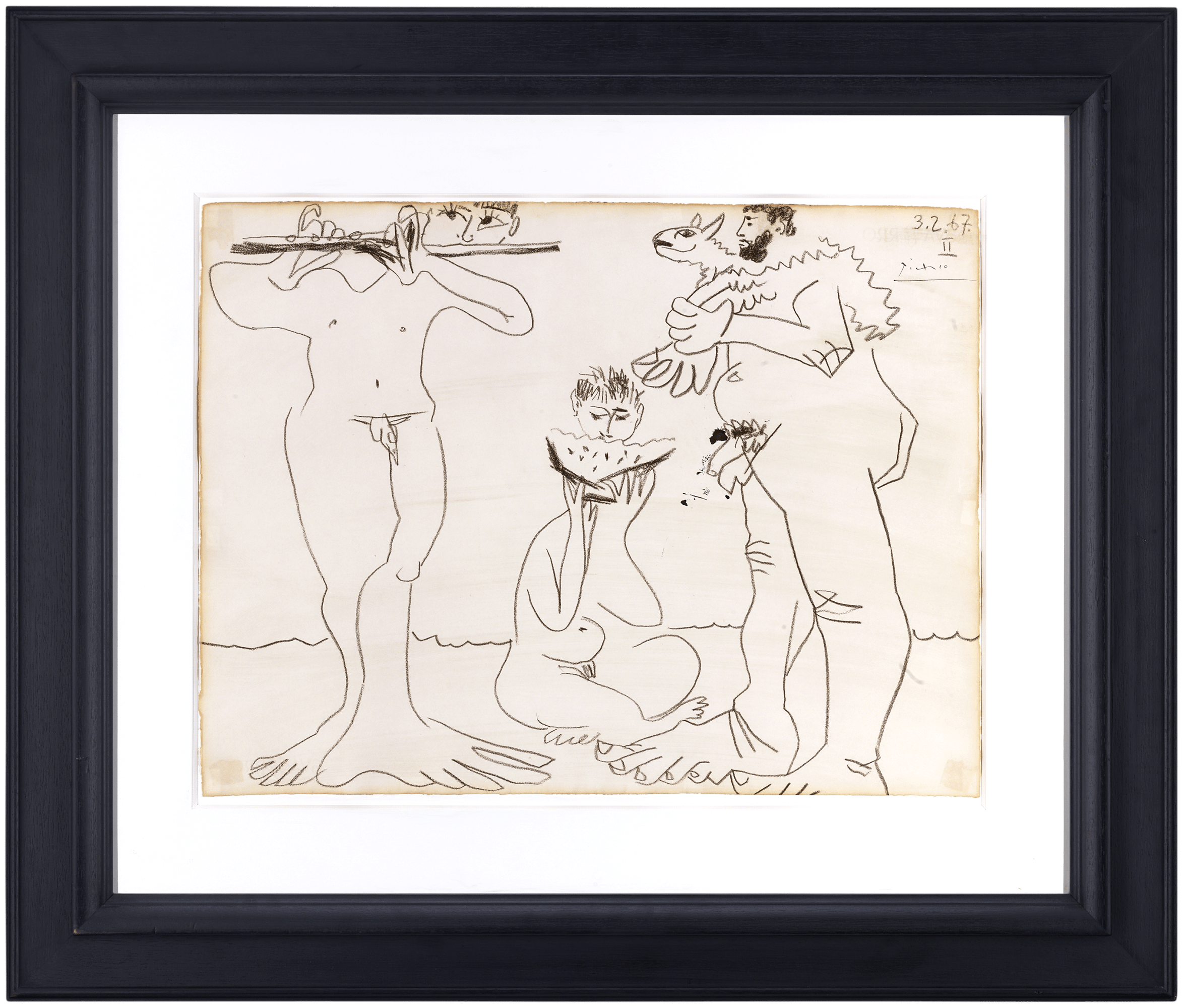 Homme à l'agneau, mangeur de pastèque et flûtiste by Pablo Picasso