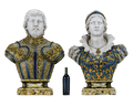 Isabella d'Este and Francesco II Gonzaga Majolica Busts by Angelo Minghetti